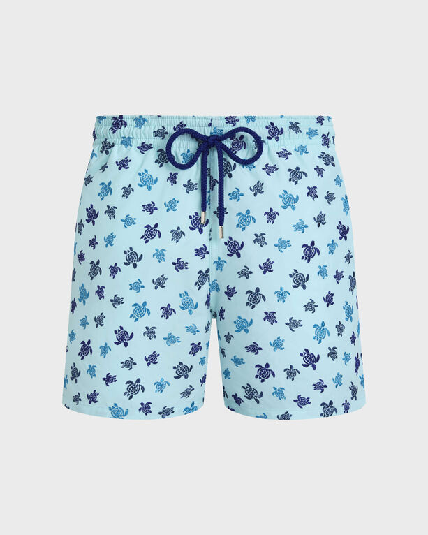 Vilebrequin Men Embroidered Swim Shorts Micro Ronde Des Tortues In Blue