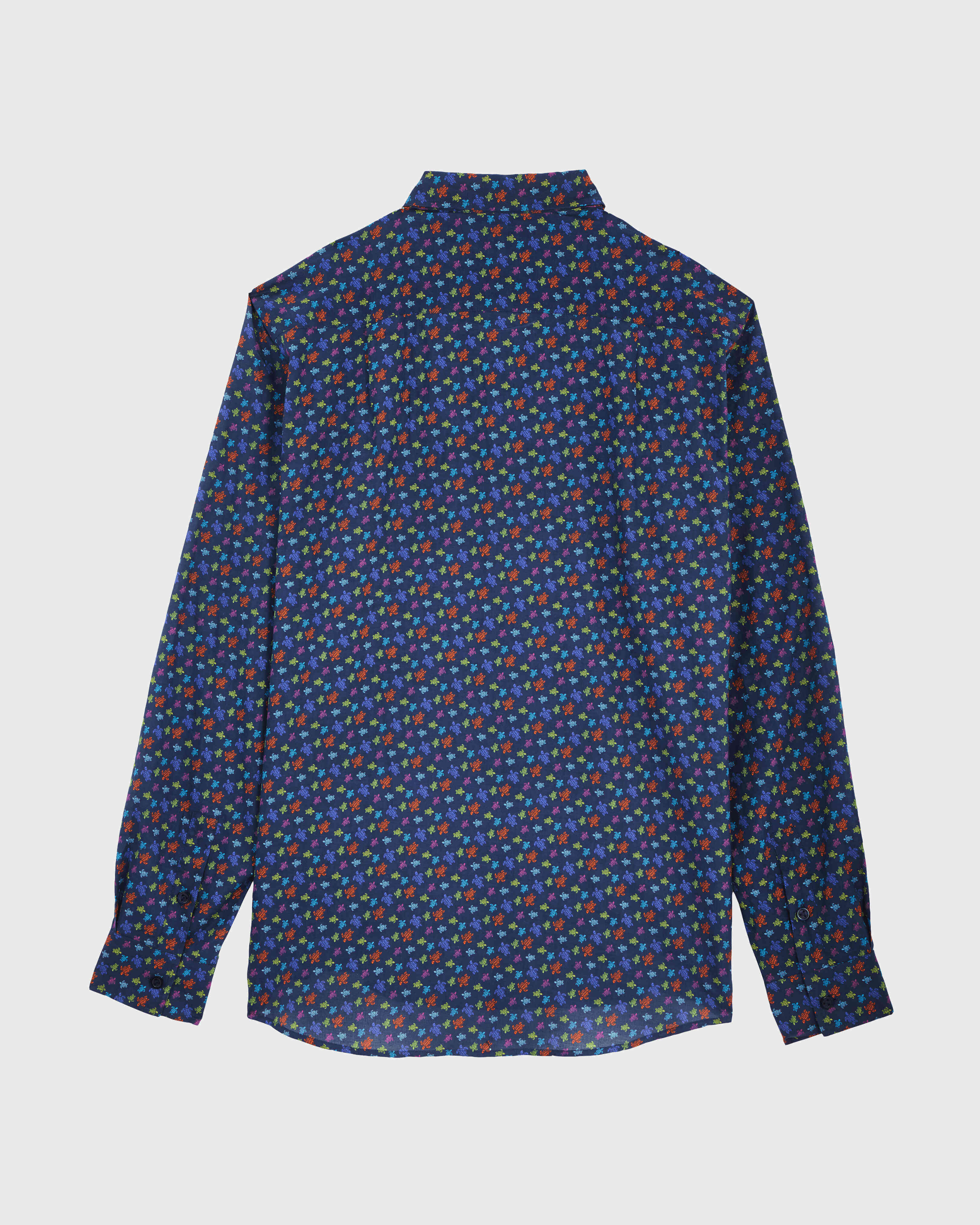 Camisa de verano en gasa de algodón con estampado Micro Ronde Des Tortues unisex AZUL MARINO back view
