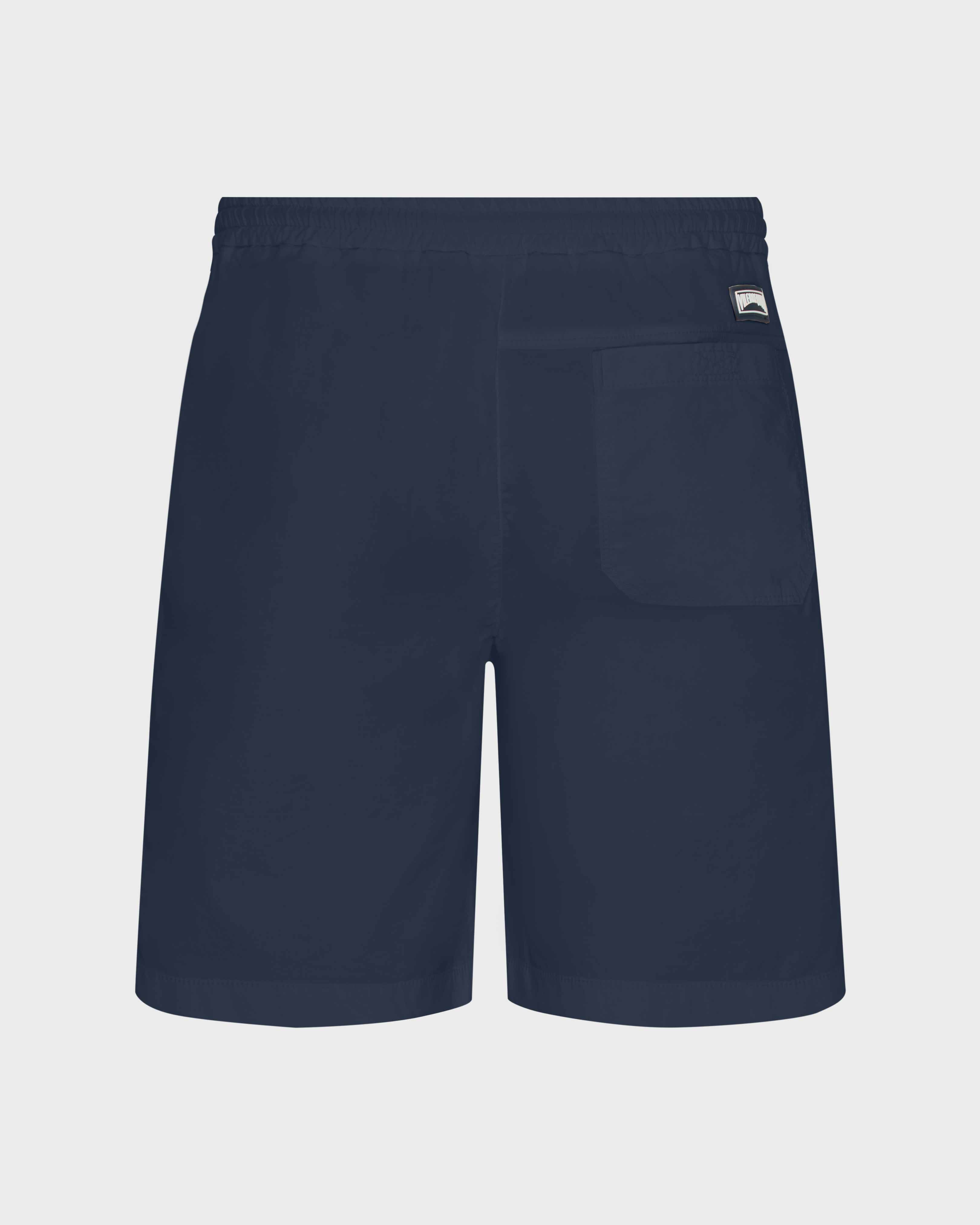 Bermudas de algodón satinado con cintura elástica para hombre AZUL MARINO back view
