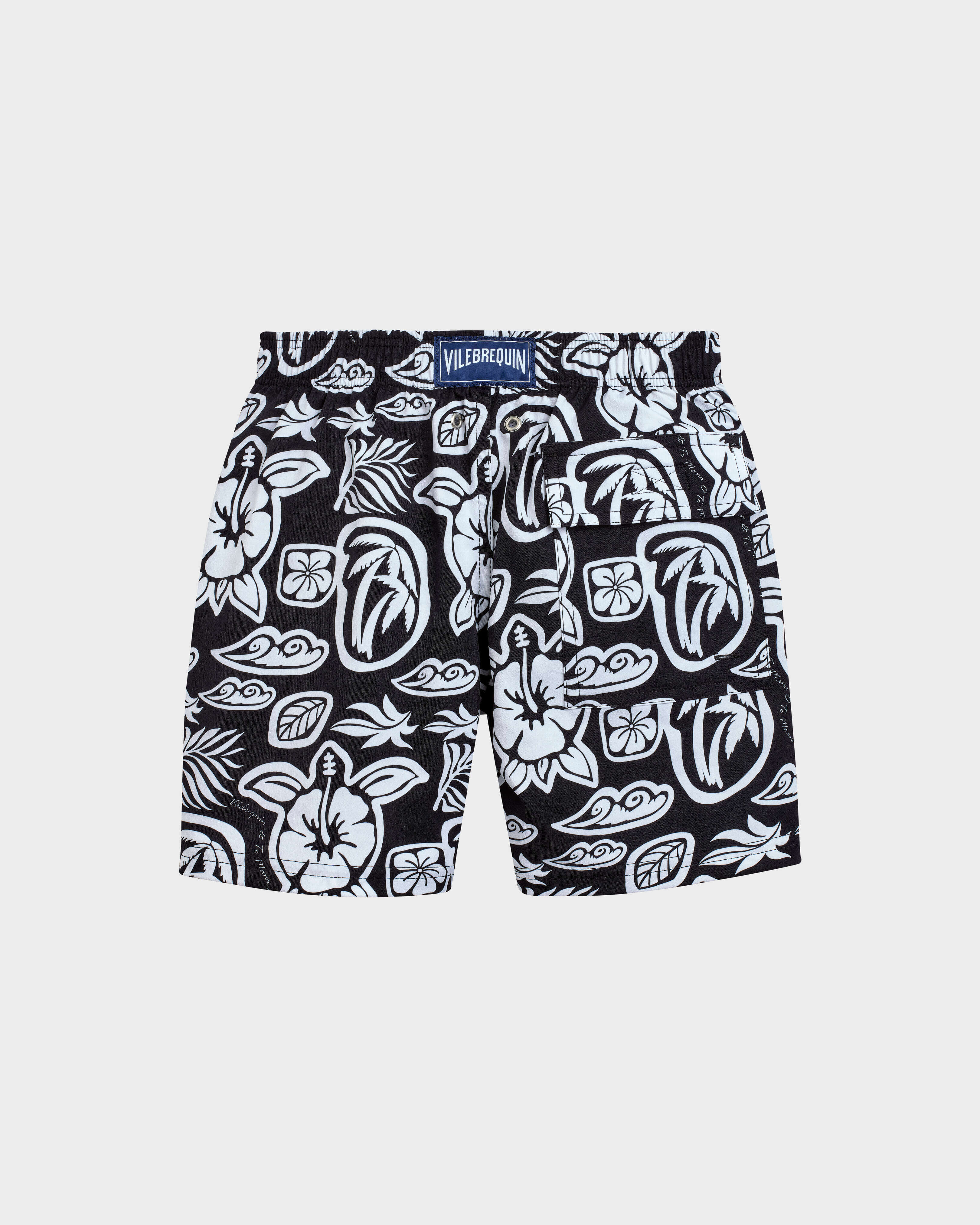Tahiti Turtles Stretch-Badeshorts für Jungen SCHWARZ back view