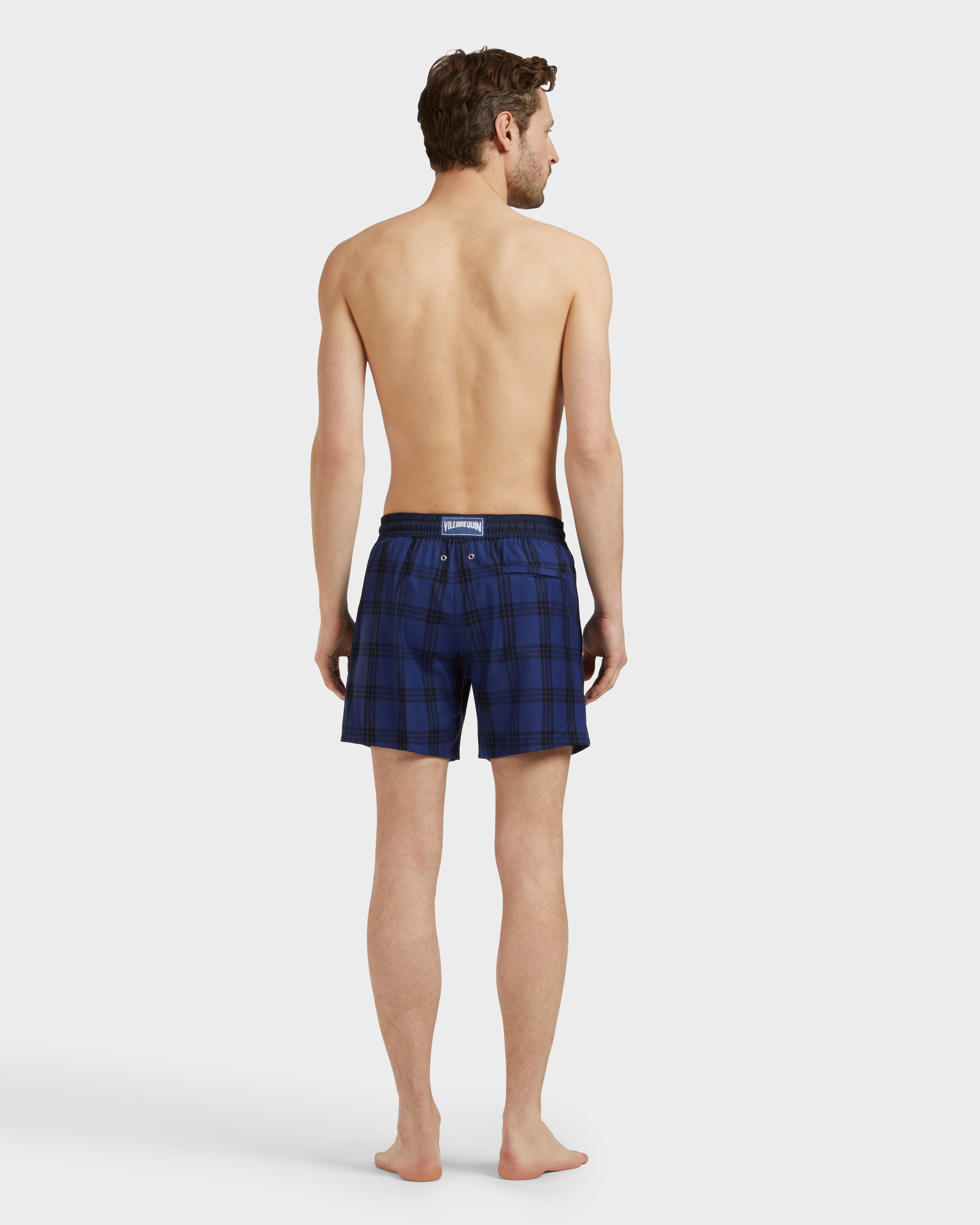 Pantaloncini mare uomo in lana Carreaux Tailoring INK backworn view