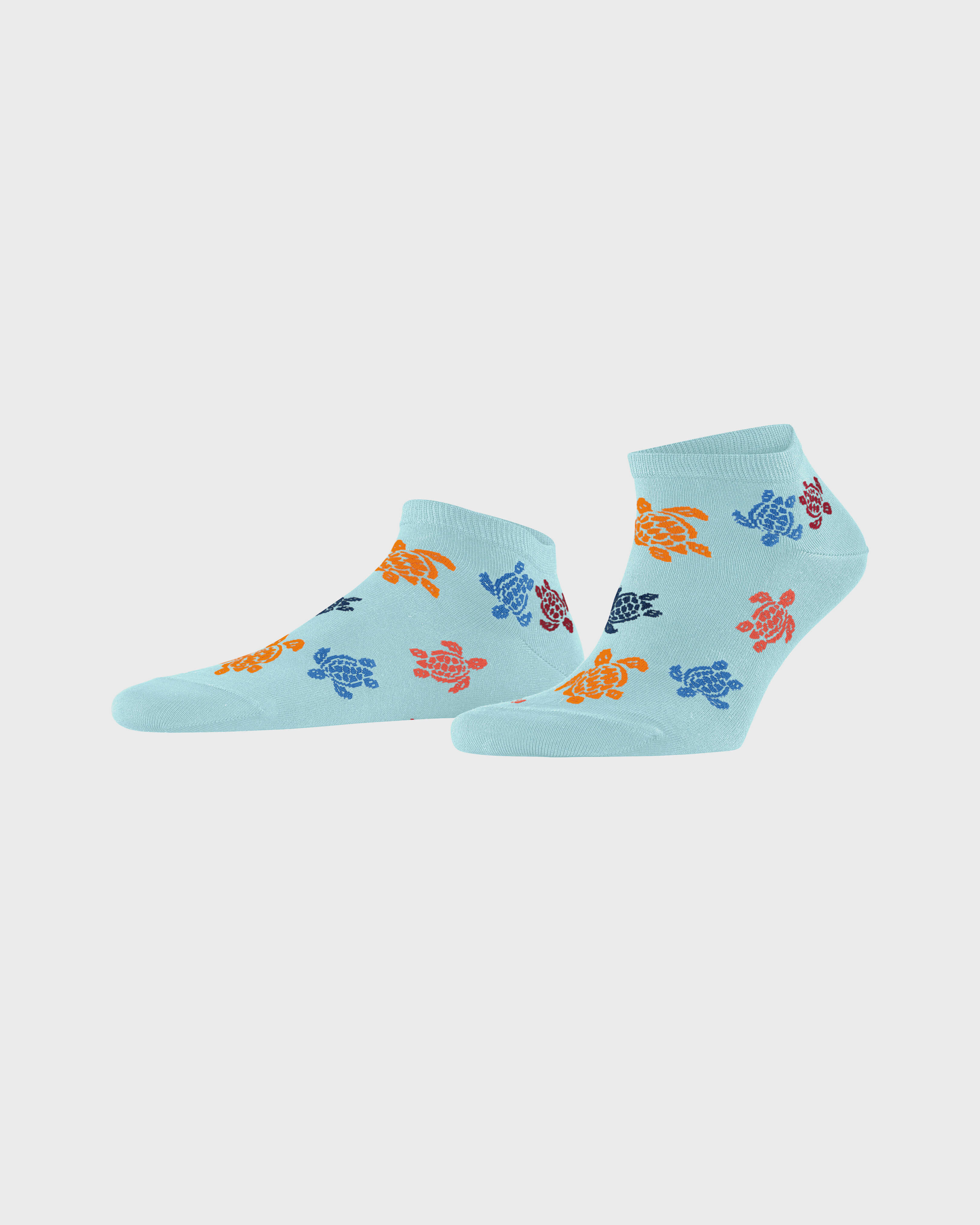 Men Sneaker Socks Rondes des Tortues Multicolores - Vilebrequin x Falke ACQUA front view