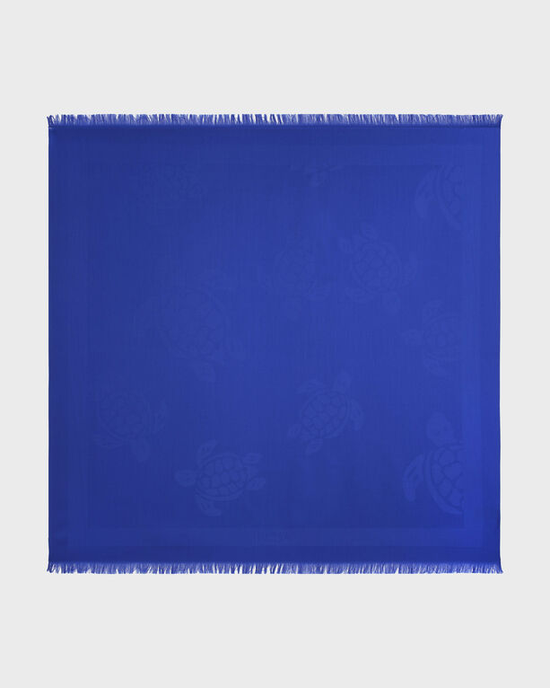 Vilebrequin - Unisex Wool And Silk Scarf Turtle Jacquard - Scarves - Superbe - Blue - Size OSFA
