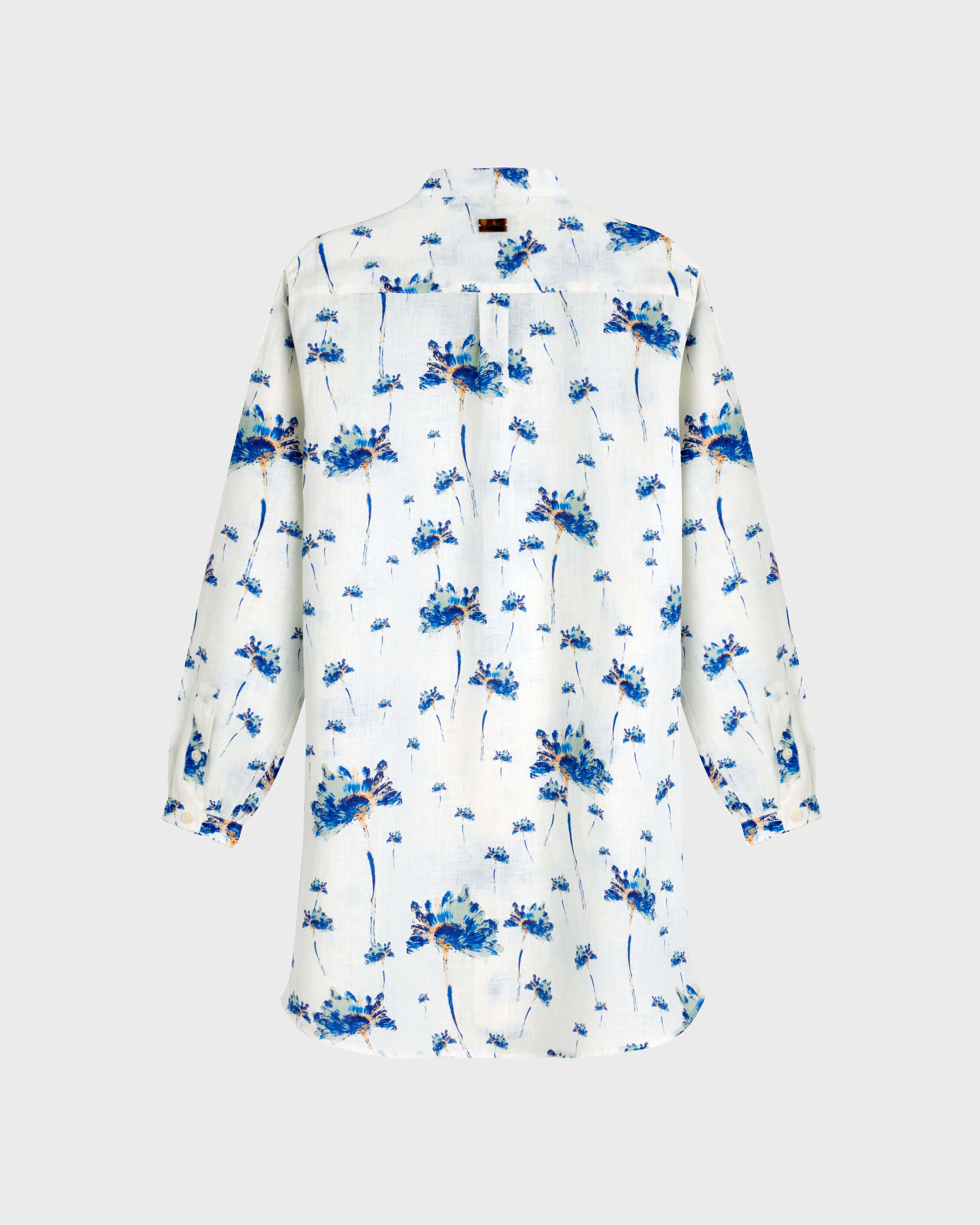 Women Linen Shirt Dress Herbier OFF WHITE back view