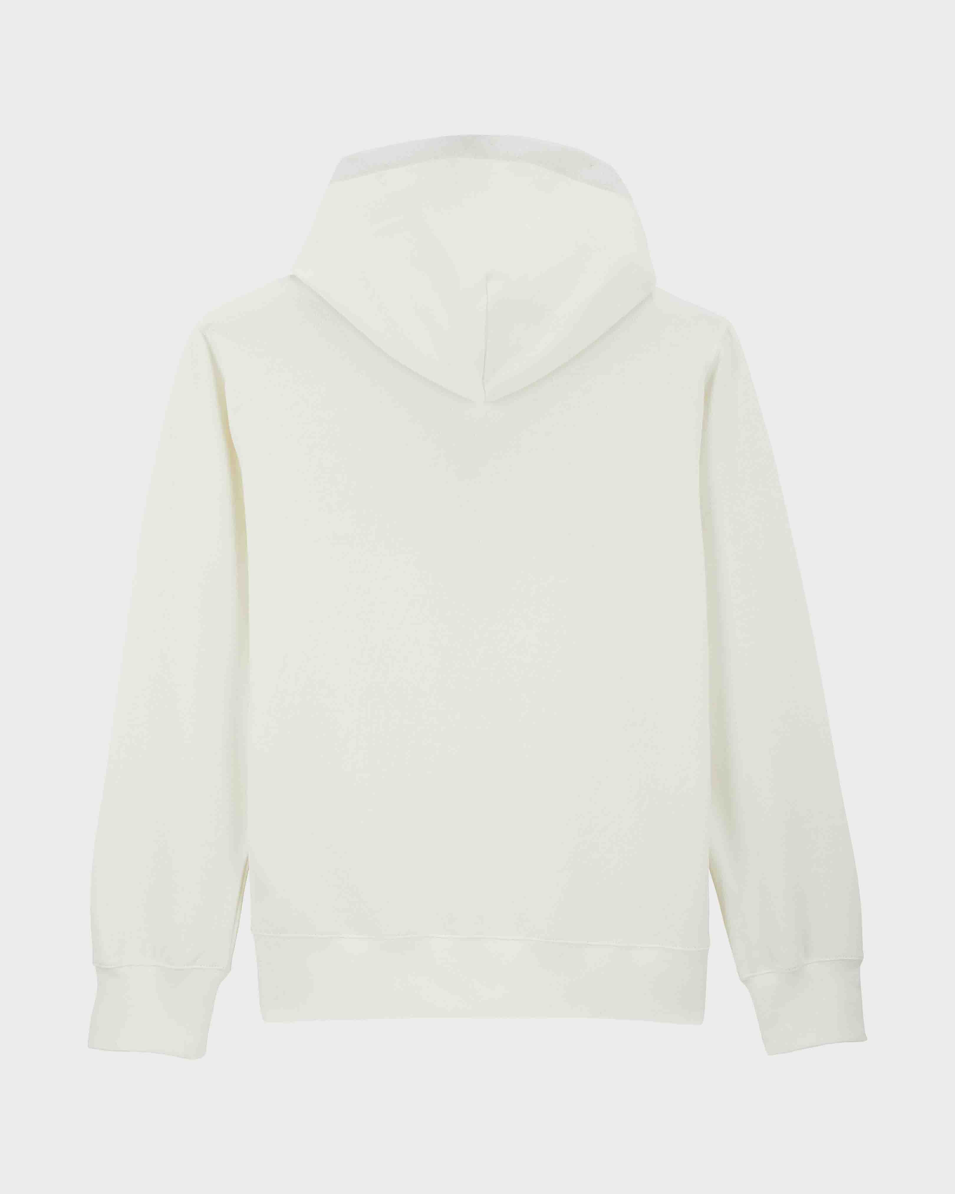 Men Cotton Hoodie Sweatshirt Solid OFF WHITE back view