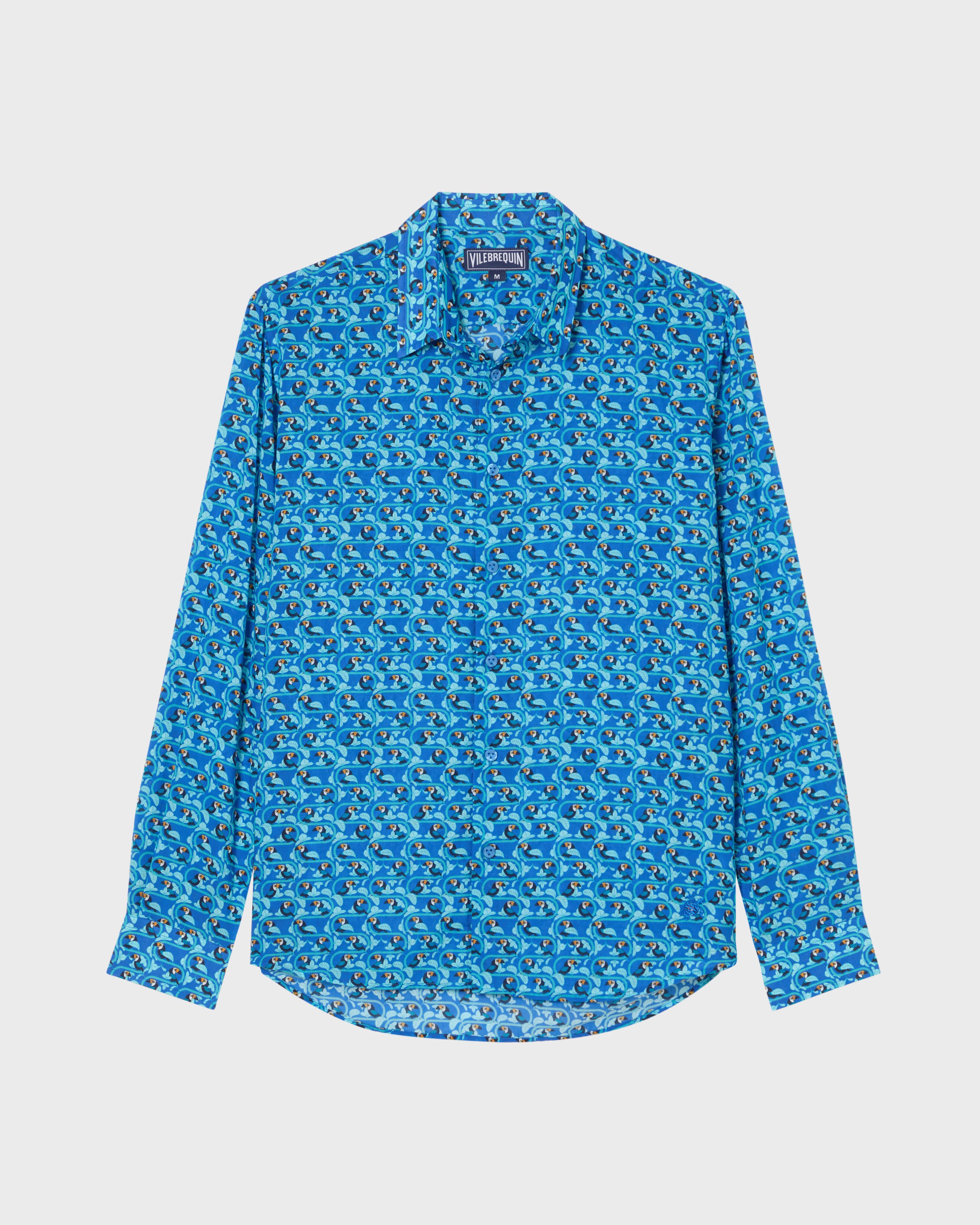 Camisa de gasa de algodón con estampado Toucana para hombre PALACE front view