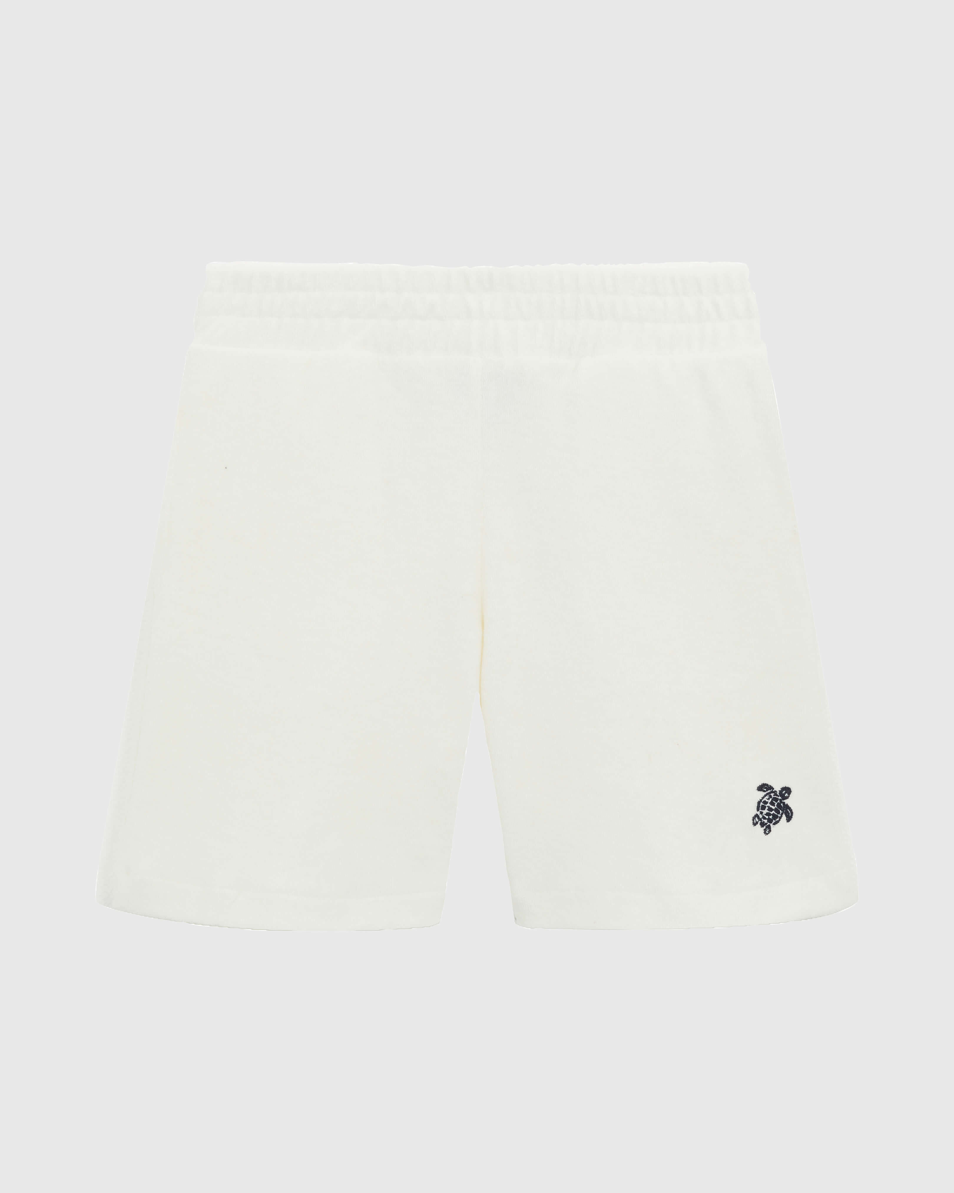 Boys Terry Bermuda Shorts Embroidered Turtle WHITE front view