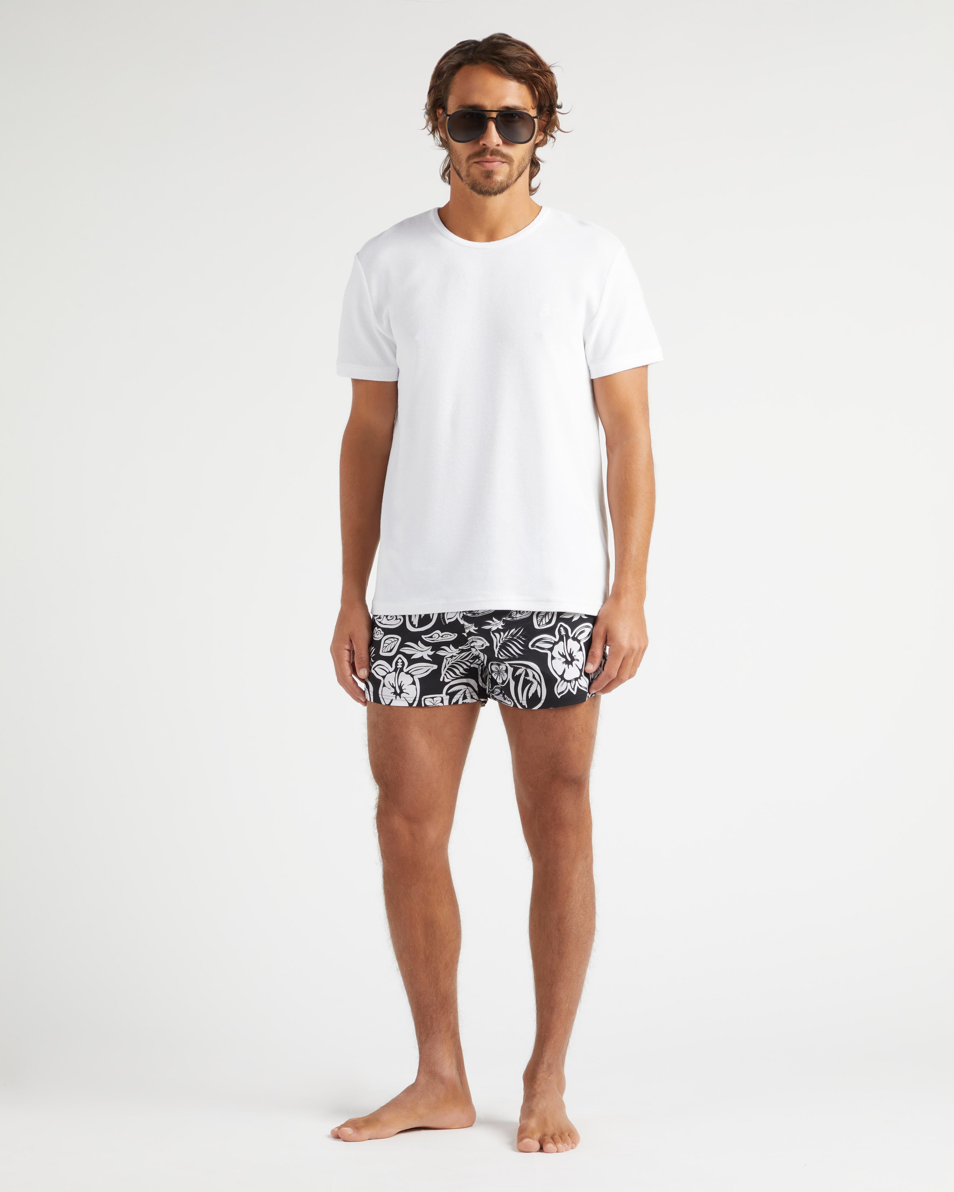 Men Short Swim Trunks Tahiti Turtles BLACK supp1 view