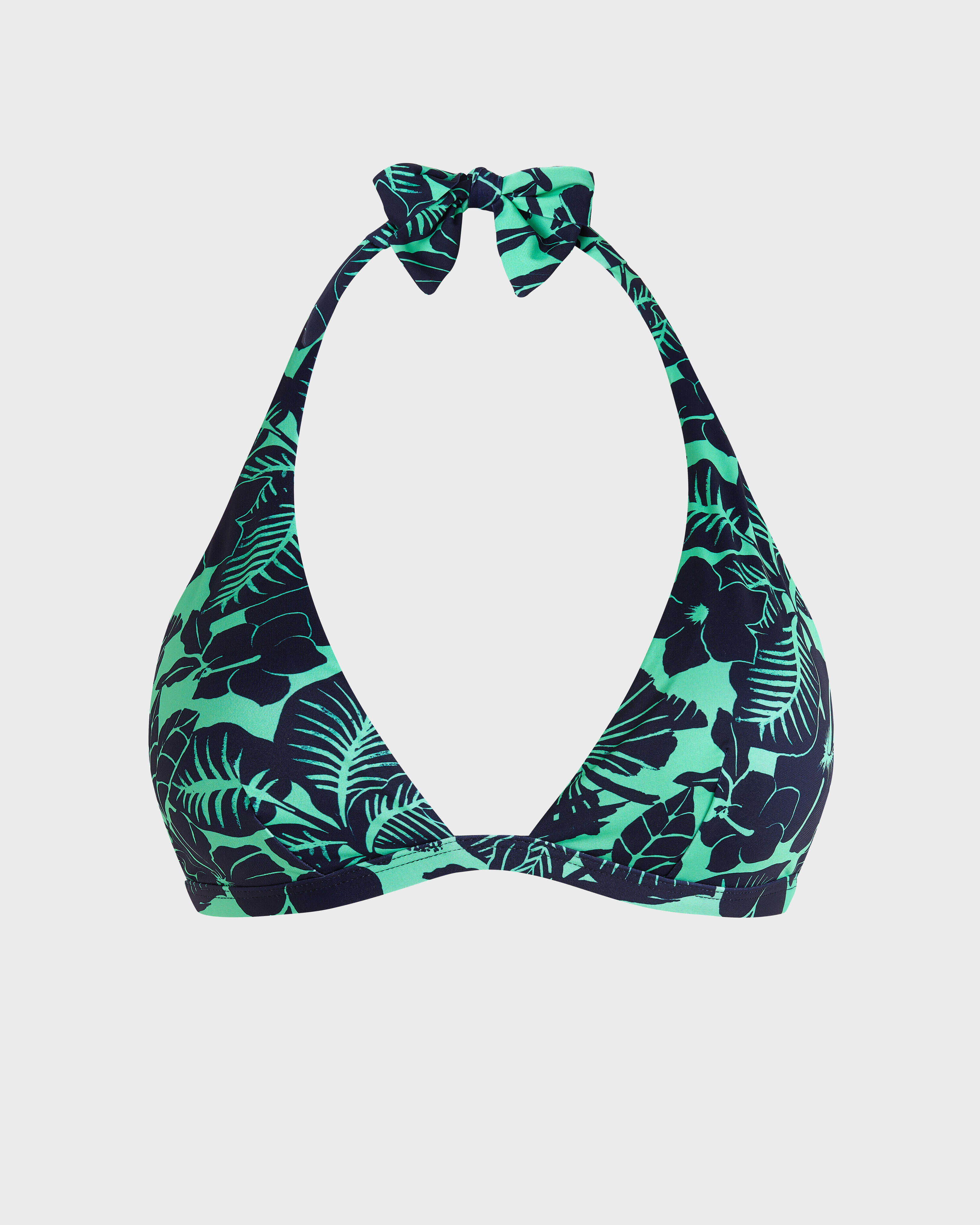 Women Halter Bikini Top Flowers Paradise GREEN PARADISE front view