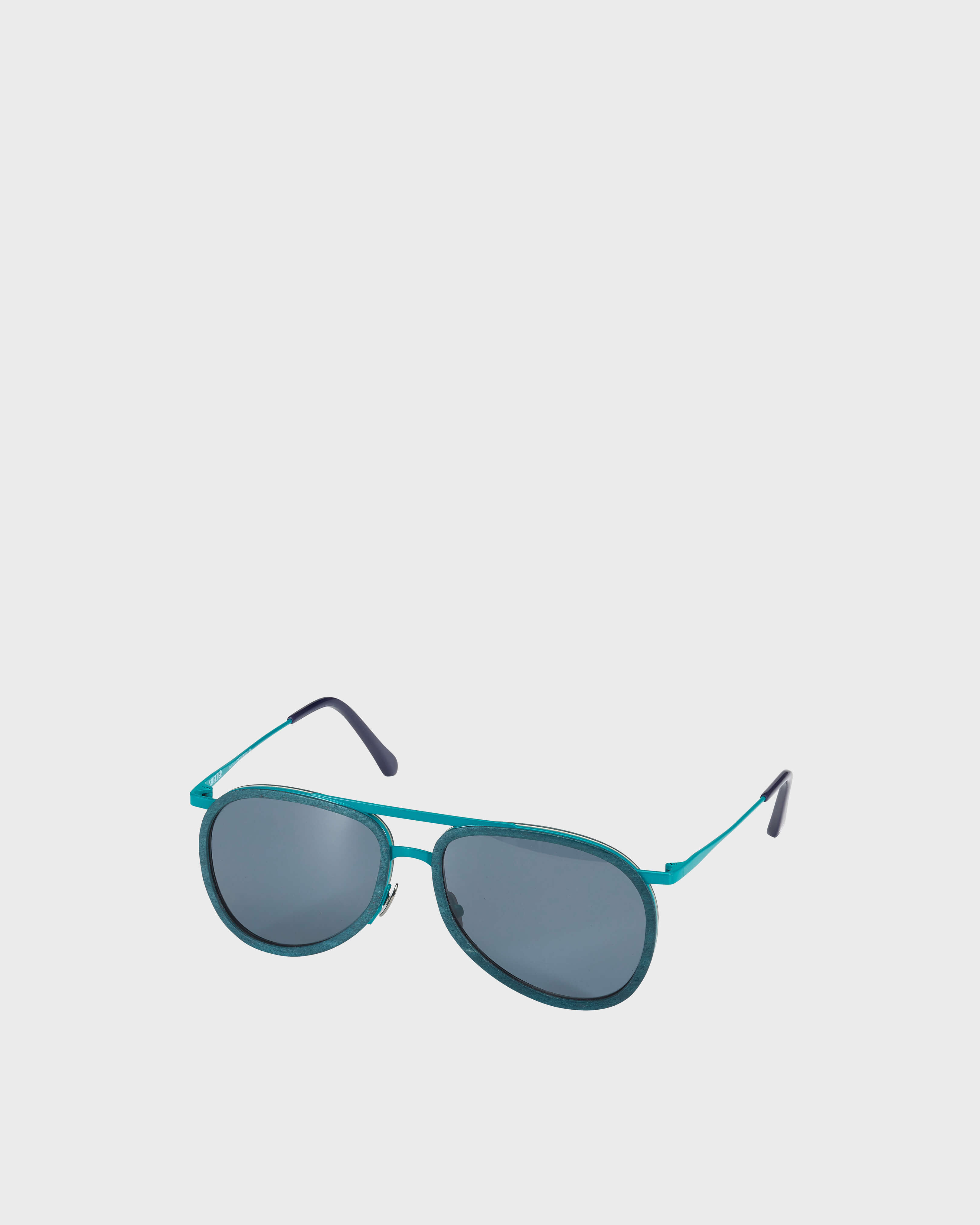 Wood Aviator Sunglasses Solid - VBQ x Shelter FANFARE back view