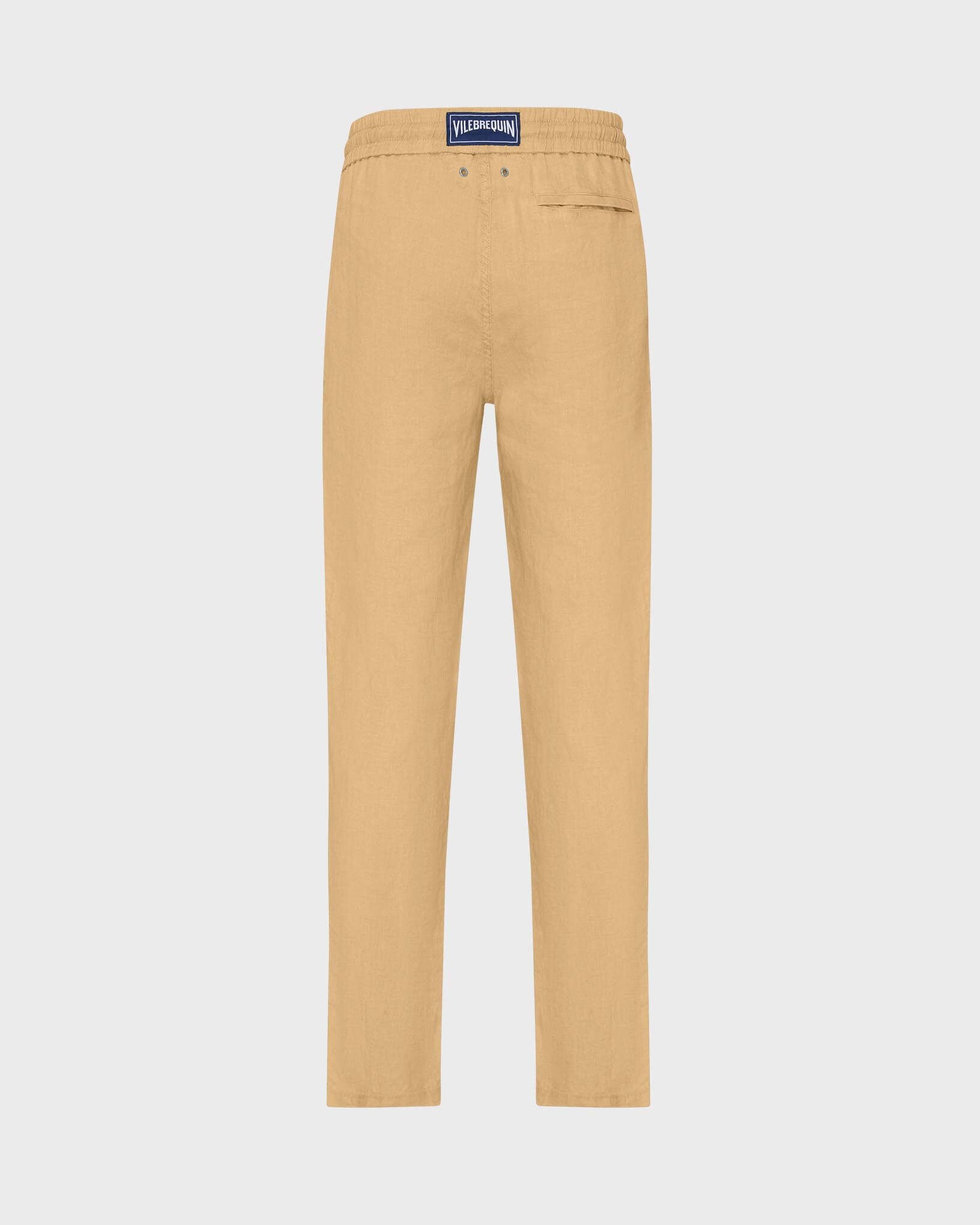Solid Leinenhose in regulärer Passform für Herren MOCHA back view
