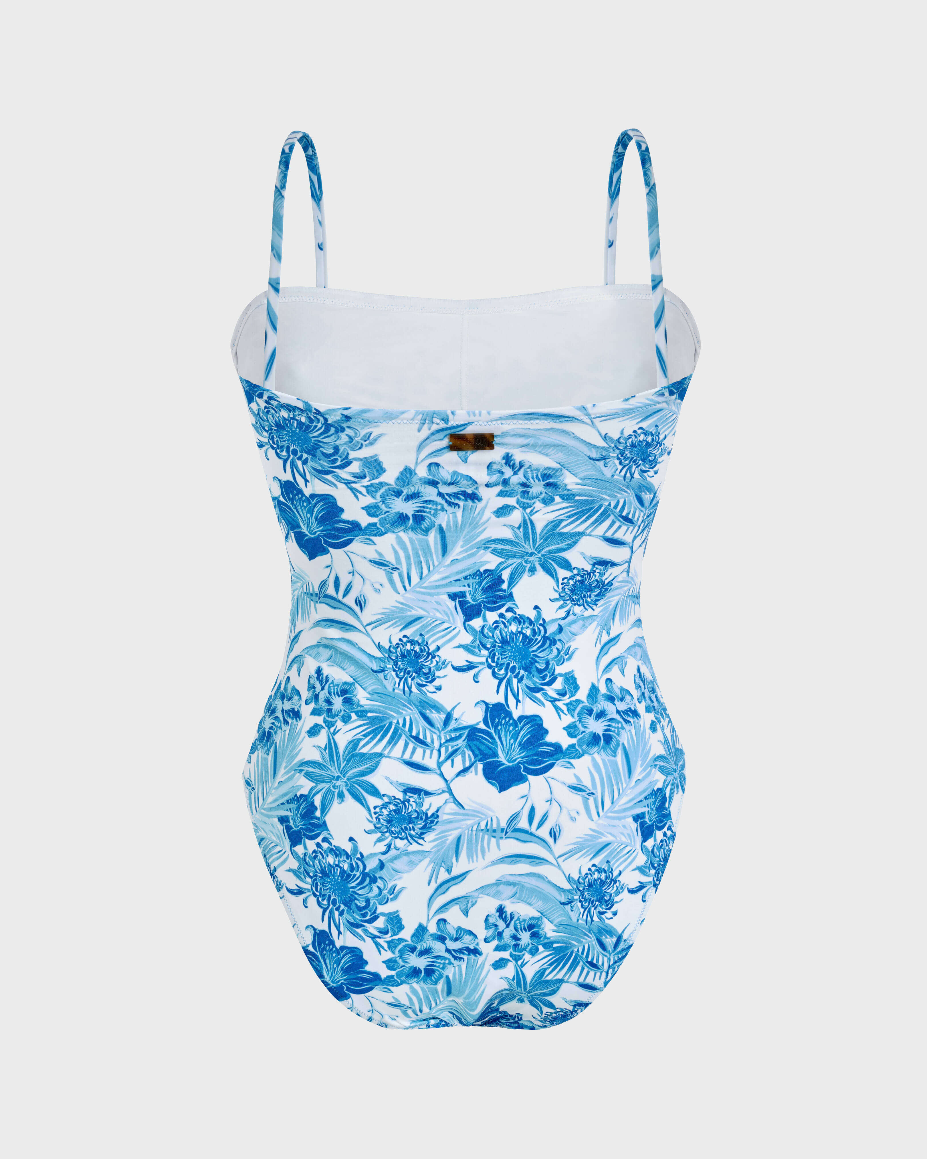 Costume intero donna a corpetto Tahiti Flowers BIANCO back view