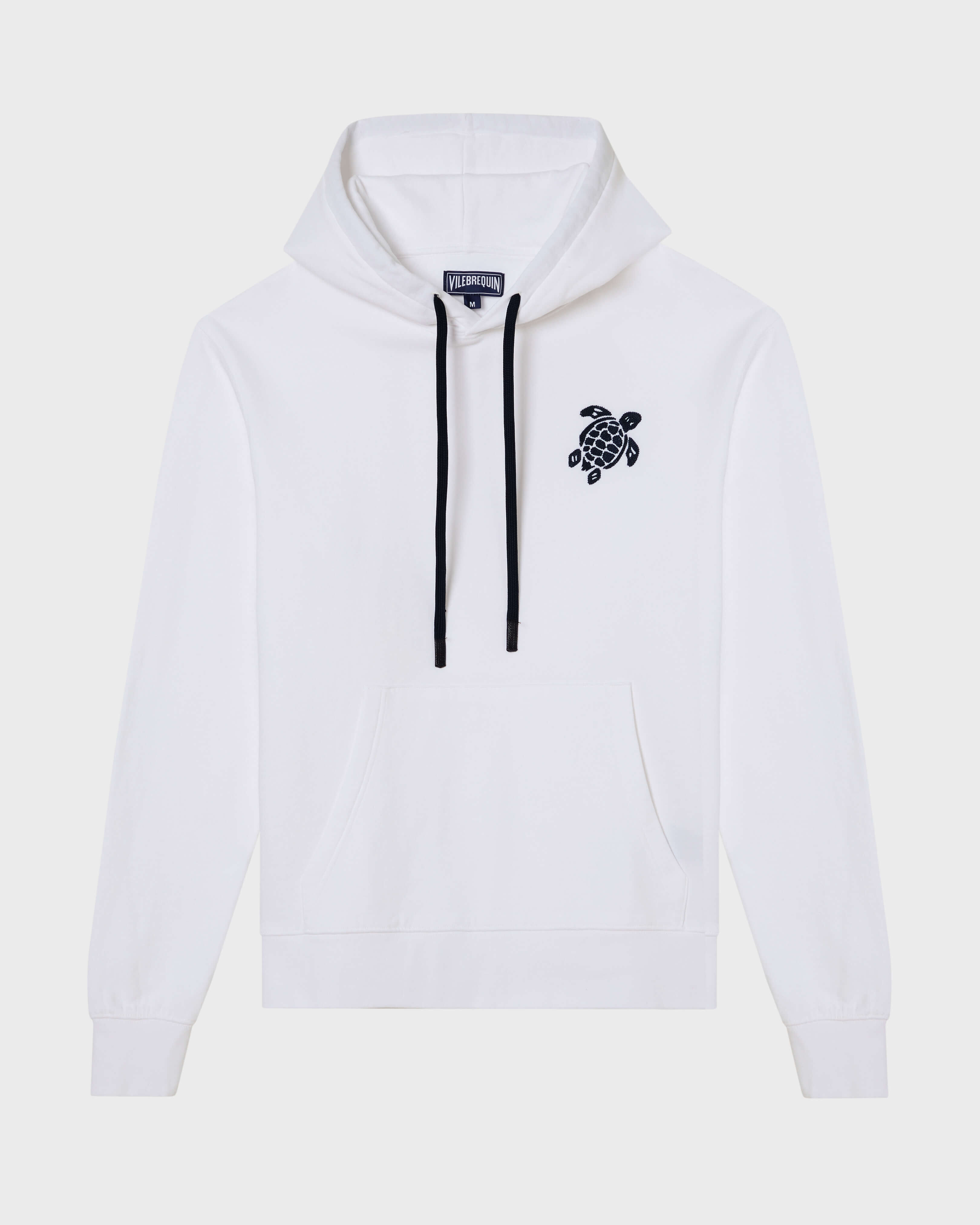Sudadera con capucha de algodón con tortuga bordada para hombre BLANCO front view