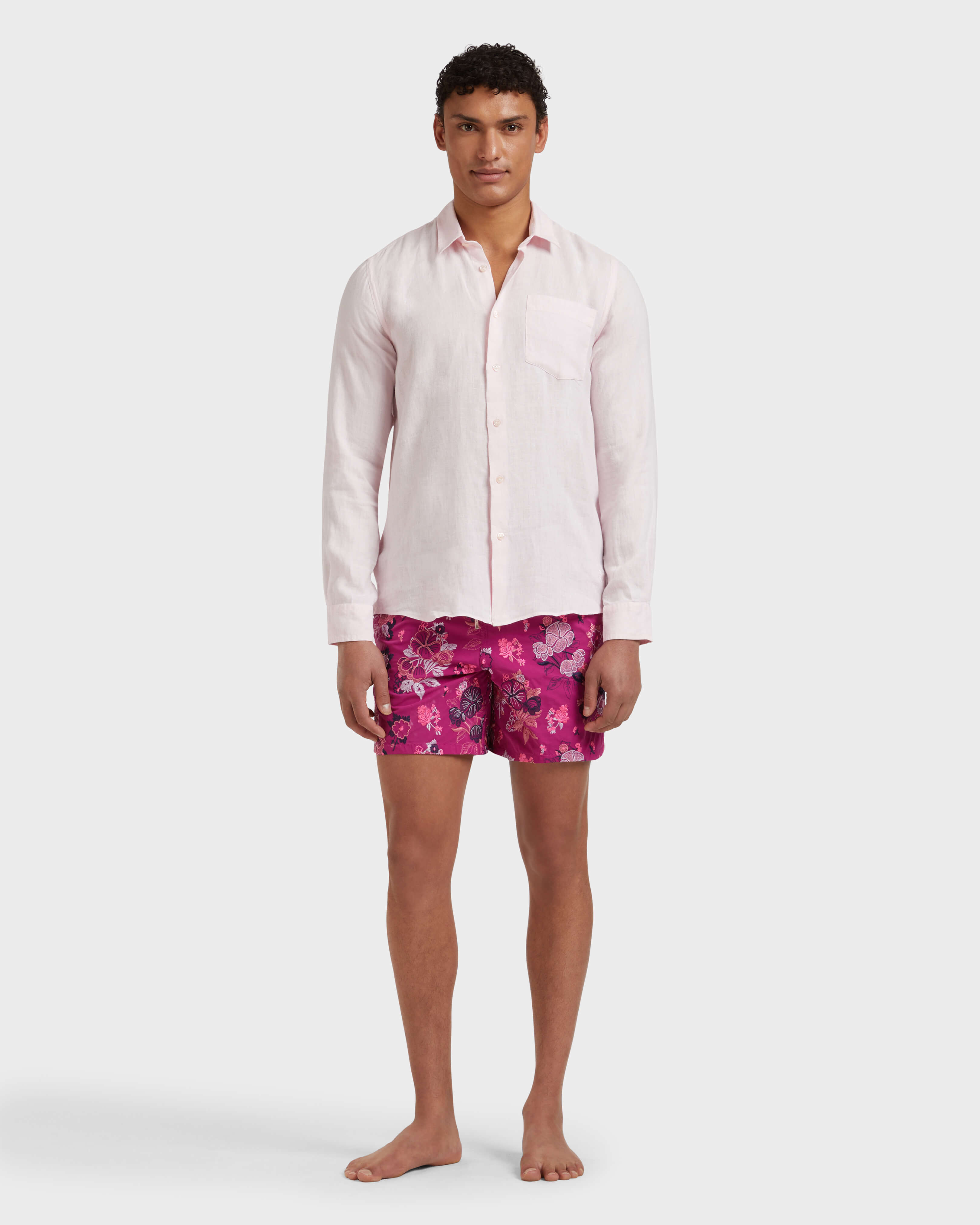 Chemise en lin homme unie BALLERINE frontworn view