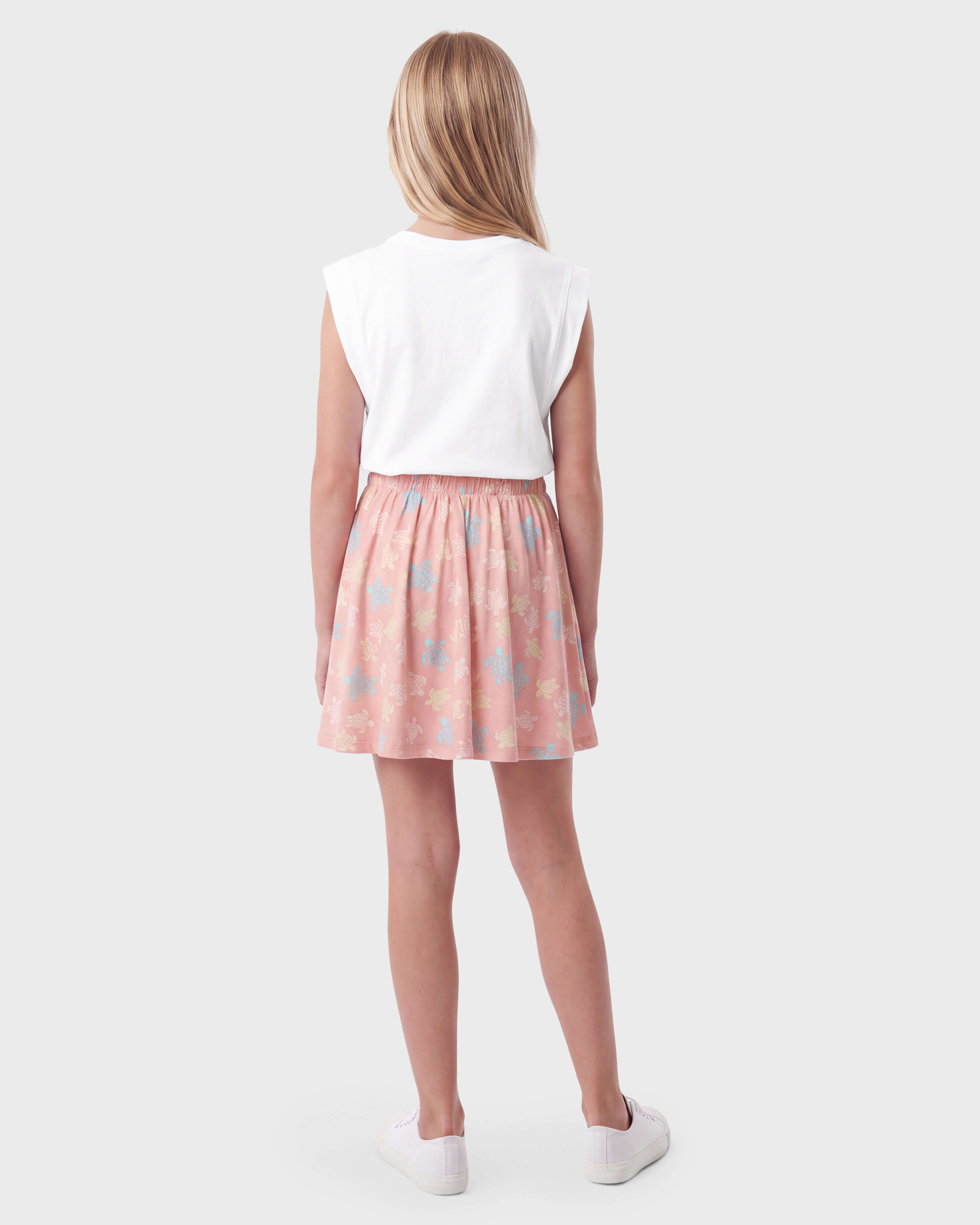 Girls Elastic Waist Skirt Ronde Des Tortues Multicolores BOUDOIR backworn view