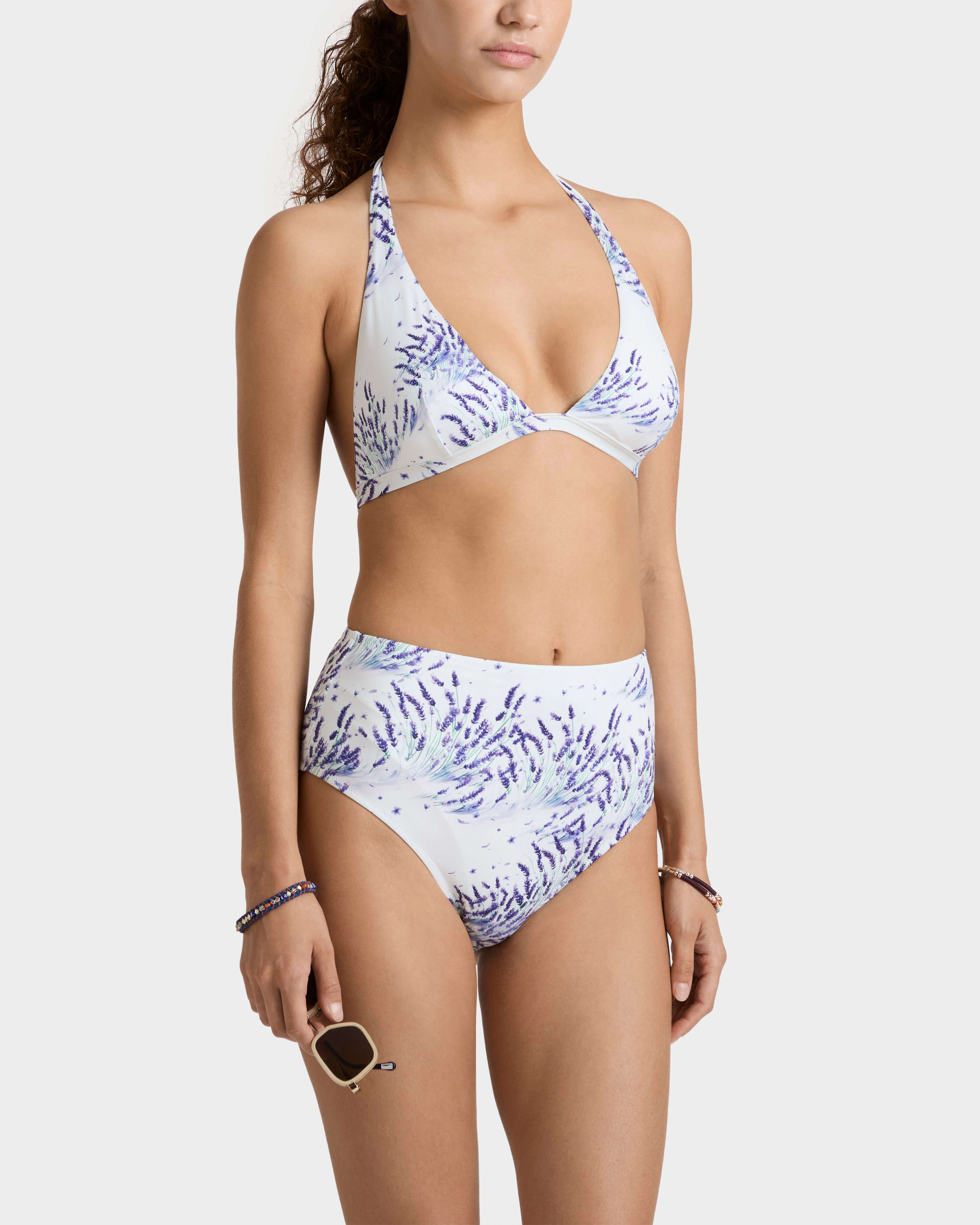 Women Halter Bikini Top Lavender - IN STOCK May 12th WHITE frontworn view