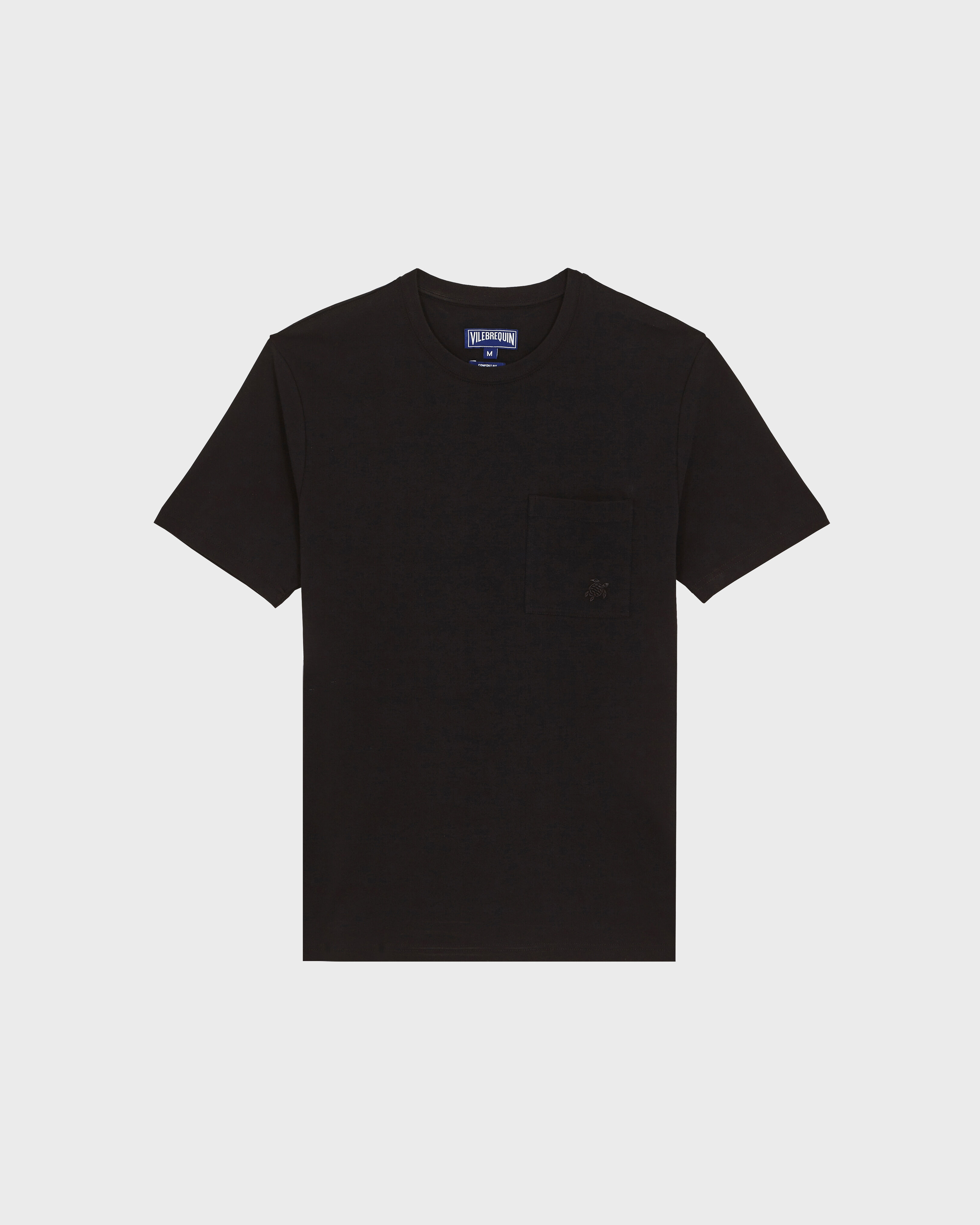 Camiseta de algodón orgánico de color liso para hombre NEGRO front view