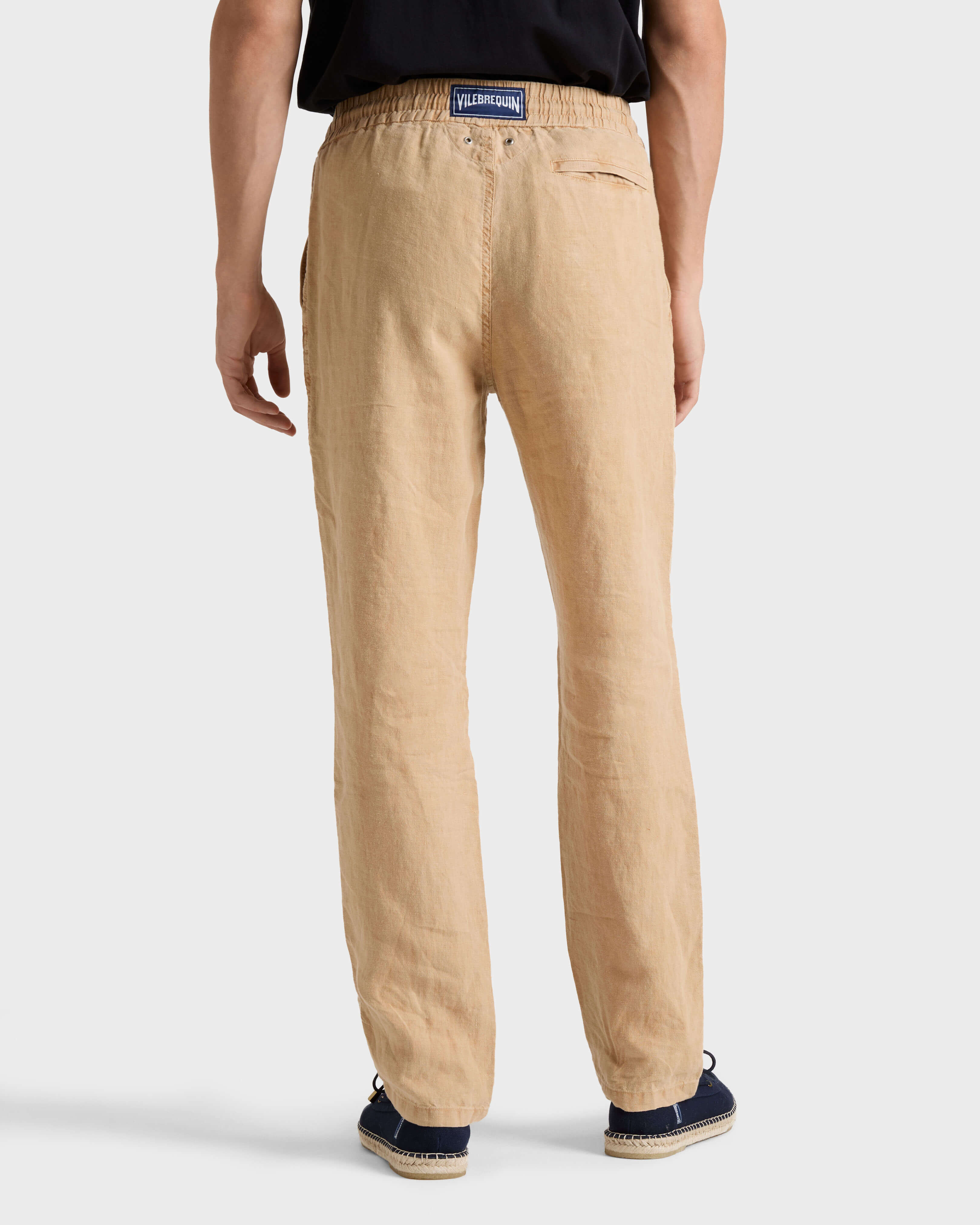 Men Linen Pants Regular Fit Natural Dye MOCHA backworn view
