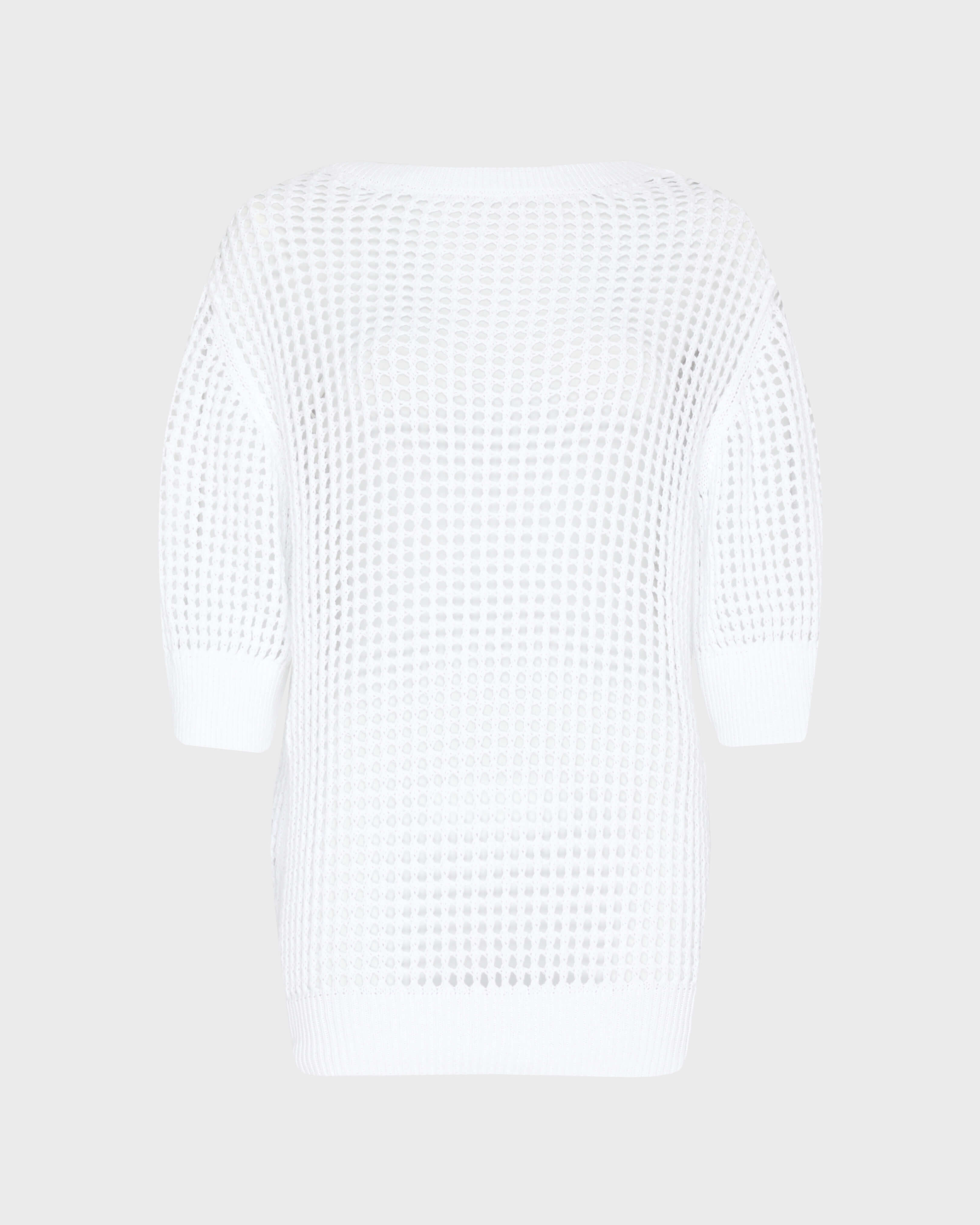 Jersey de ganchillo de color liso para mujer BLANCO front view