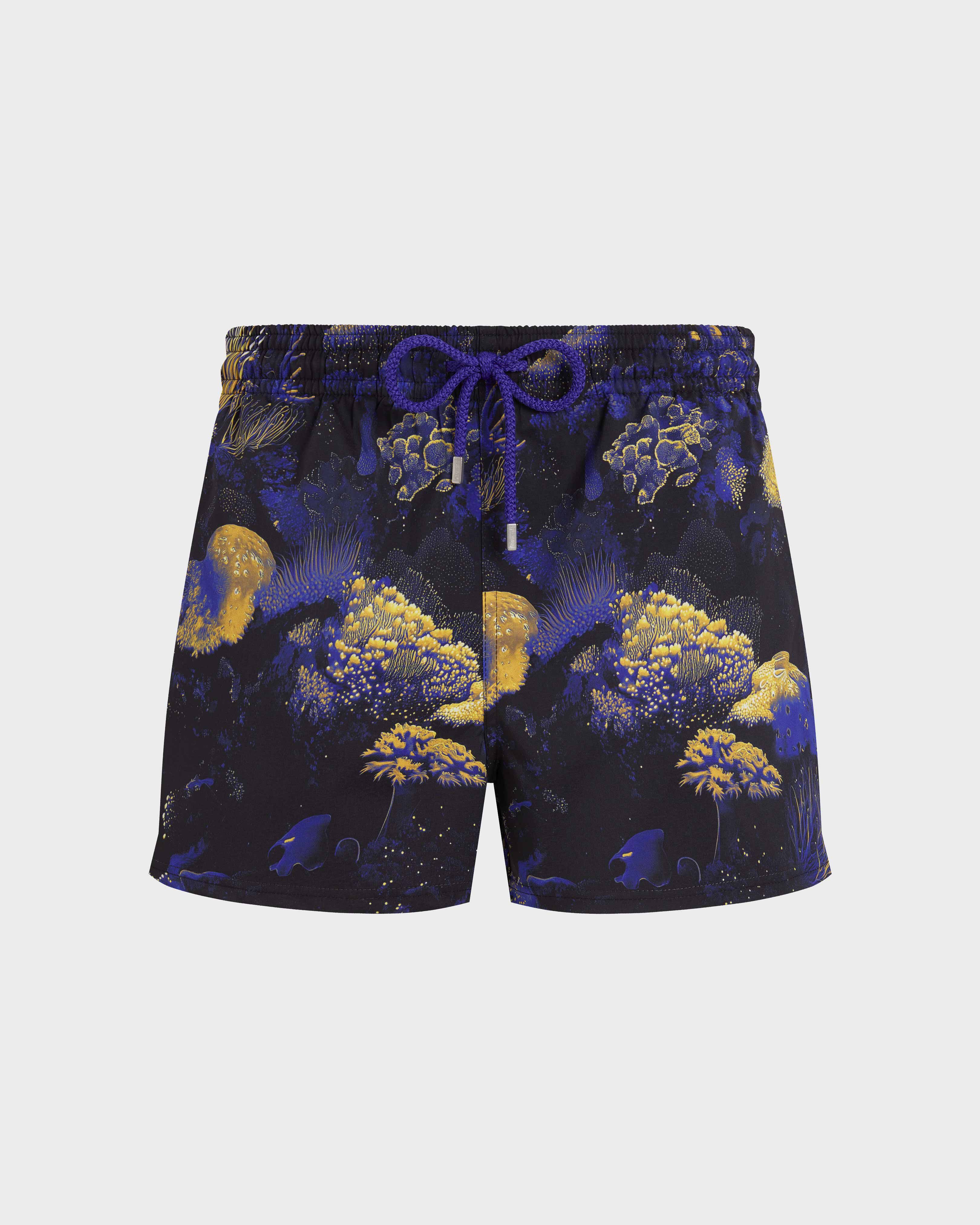 Kurze Coral Reef Stretch-Badeshorts für Herren SCHWARZ front view