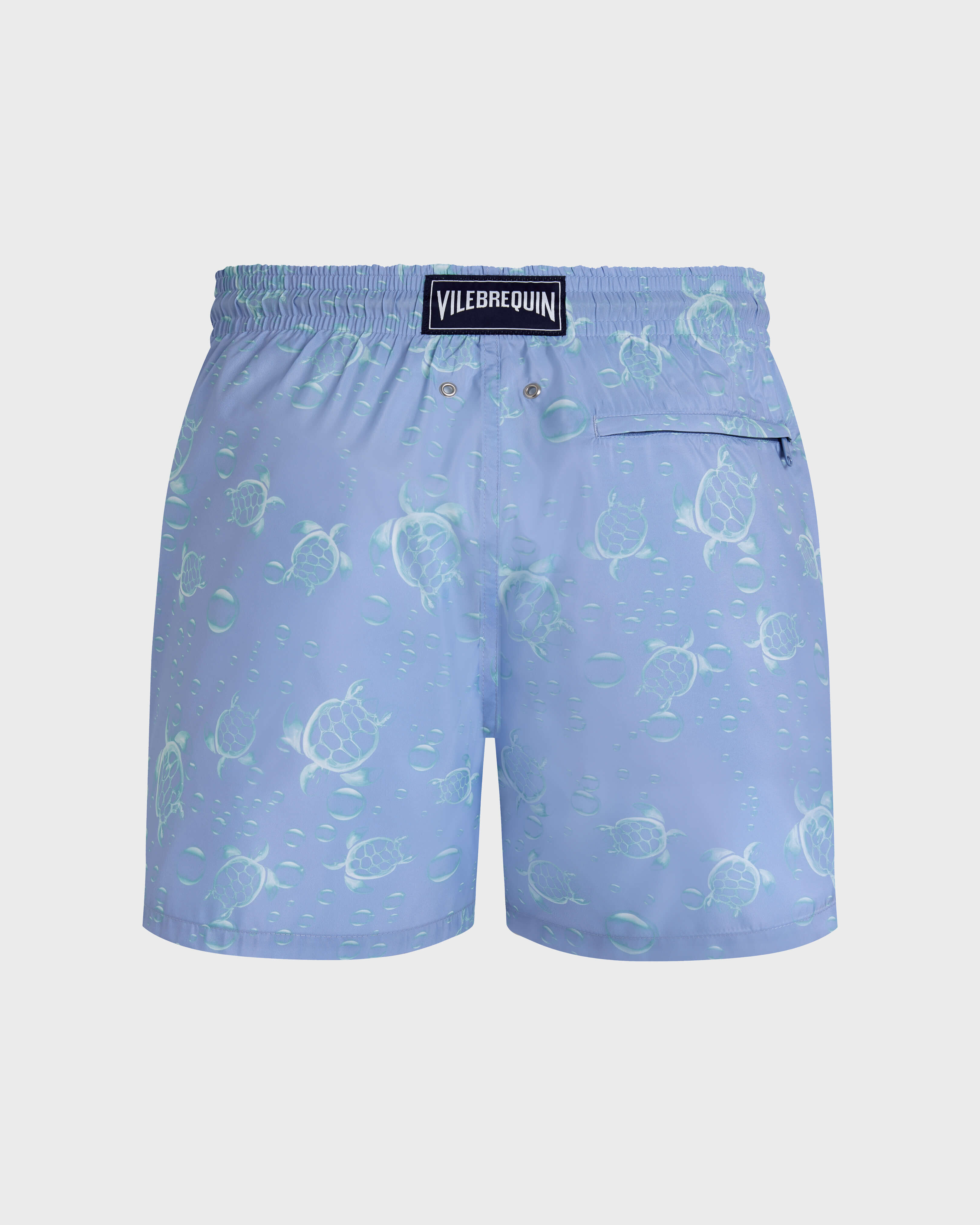 Men Ultra-light and packable Swim Shorts Bubbles Turtles 3D CLOUDY back view