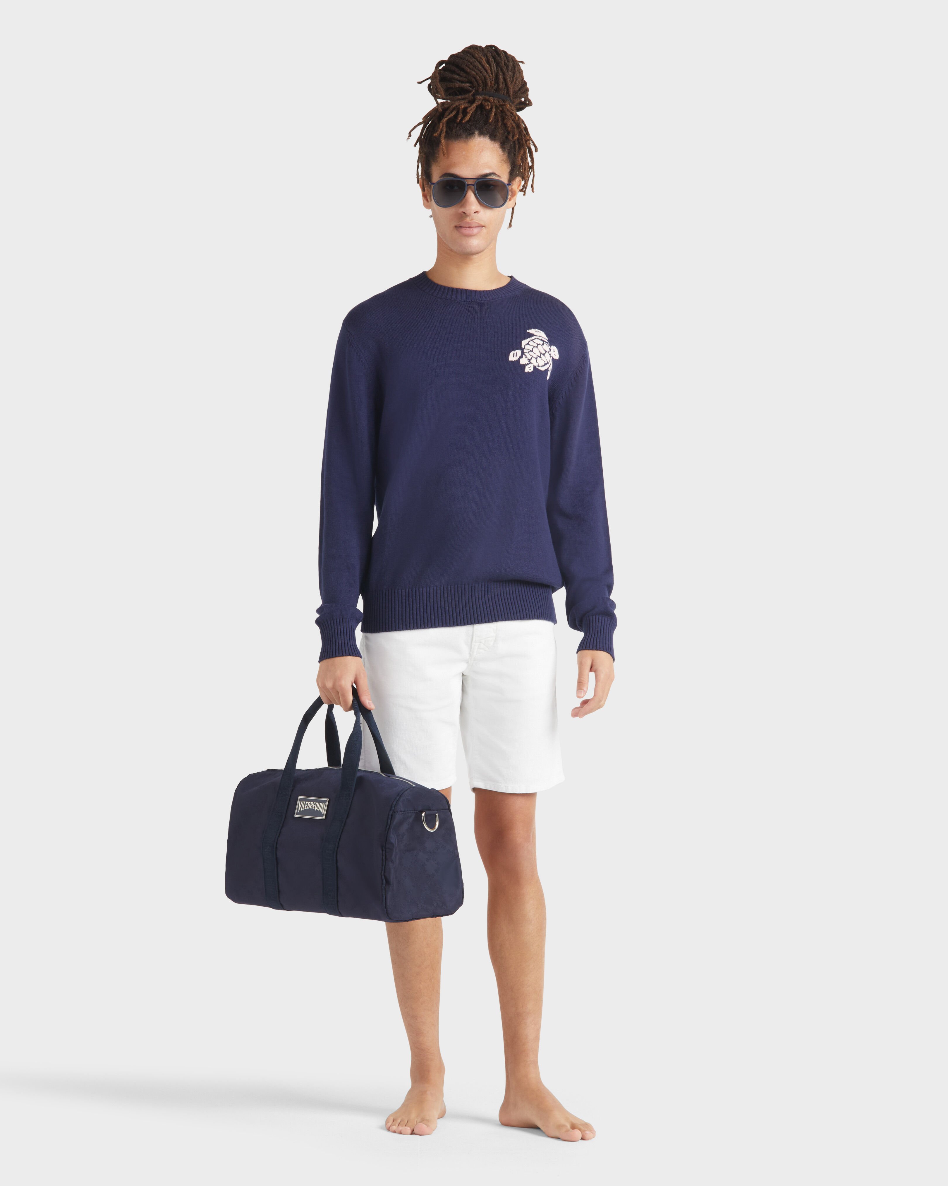Men Crewneck Cotton and Cashmere Sweater Turtle INK supp1 view