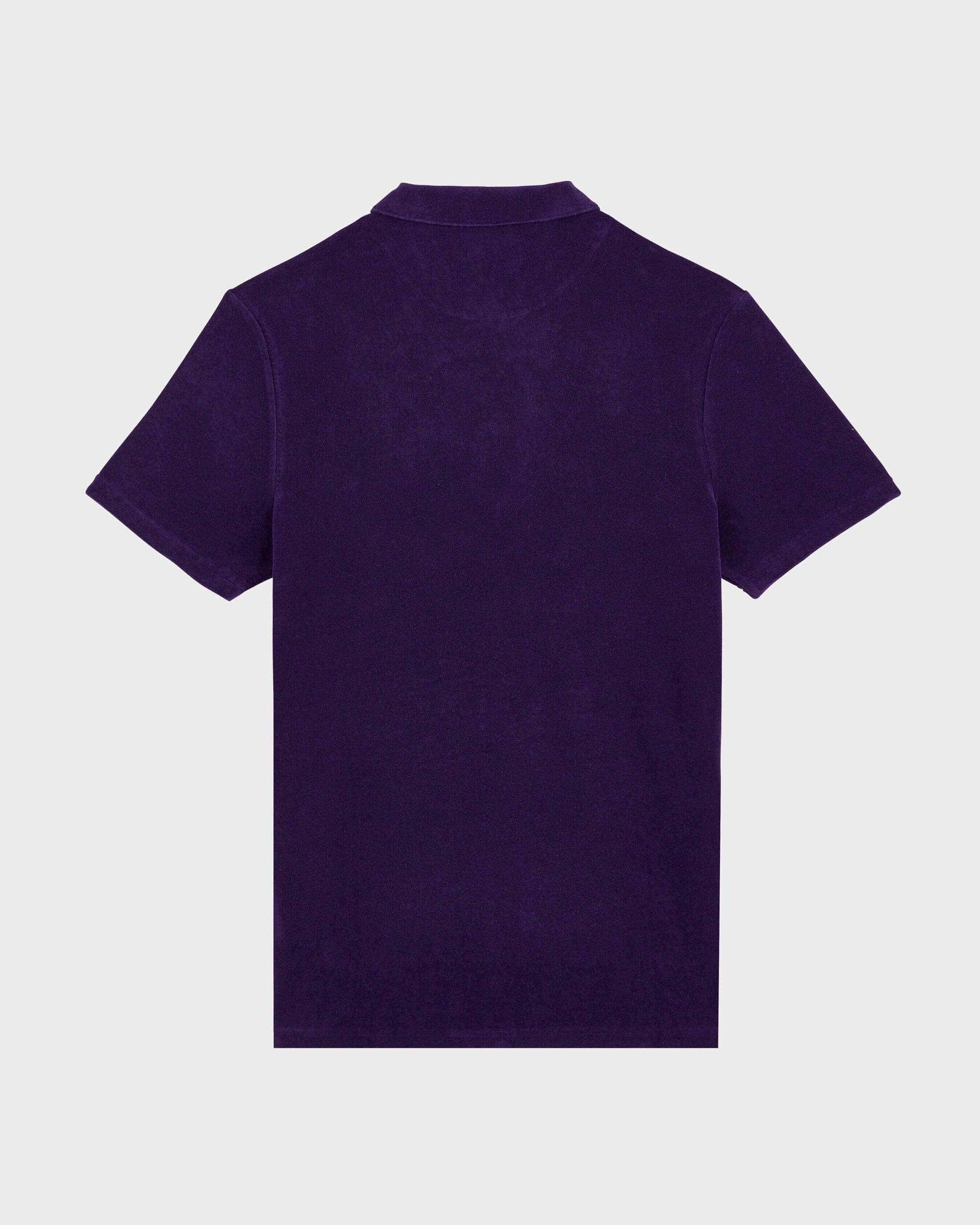 Men Terry Polo Shirt Solid MIDNIGHT back view