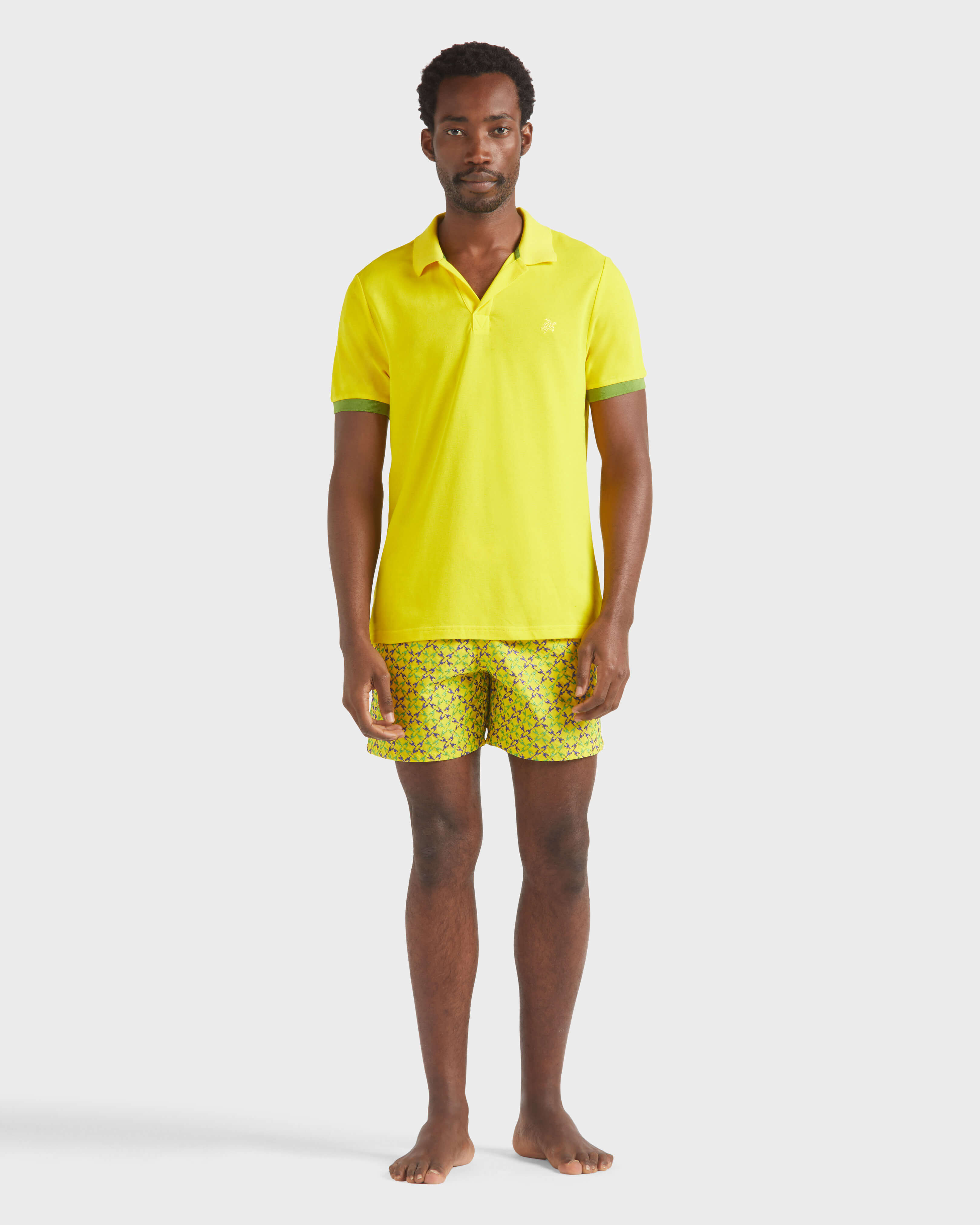 Men Organic Cotton Pique Polo Shirt Solid SUN frontworn view