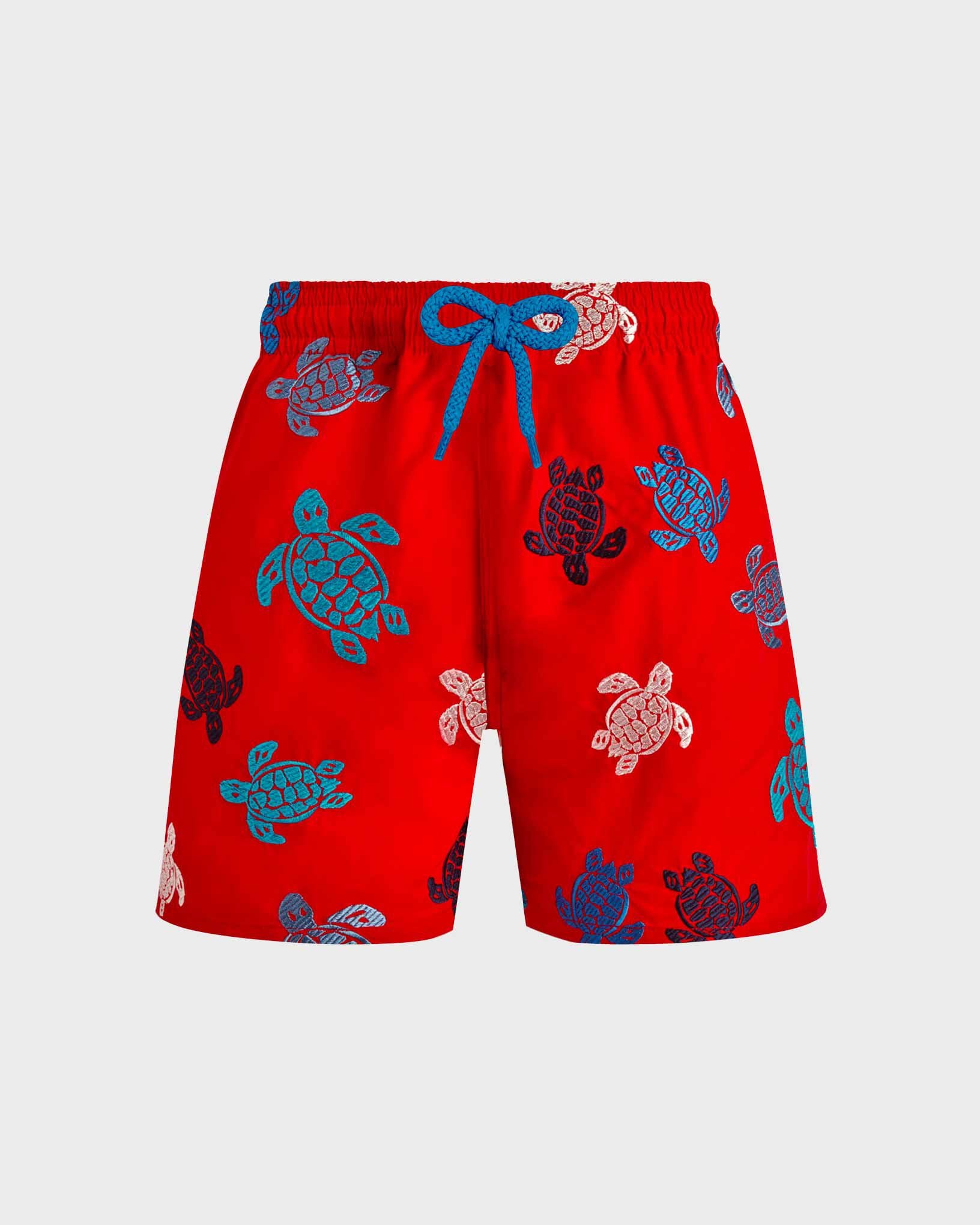 Maillot de bain brodé garçon Ronde Tortues Multicolores - Édition Limitée COQUELICOT front view