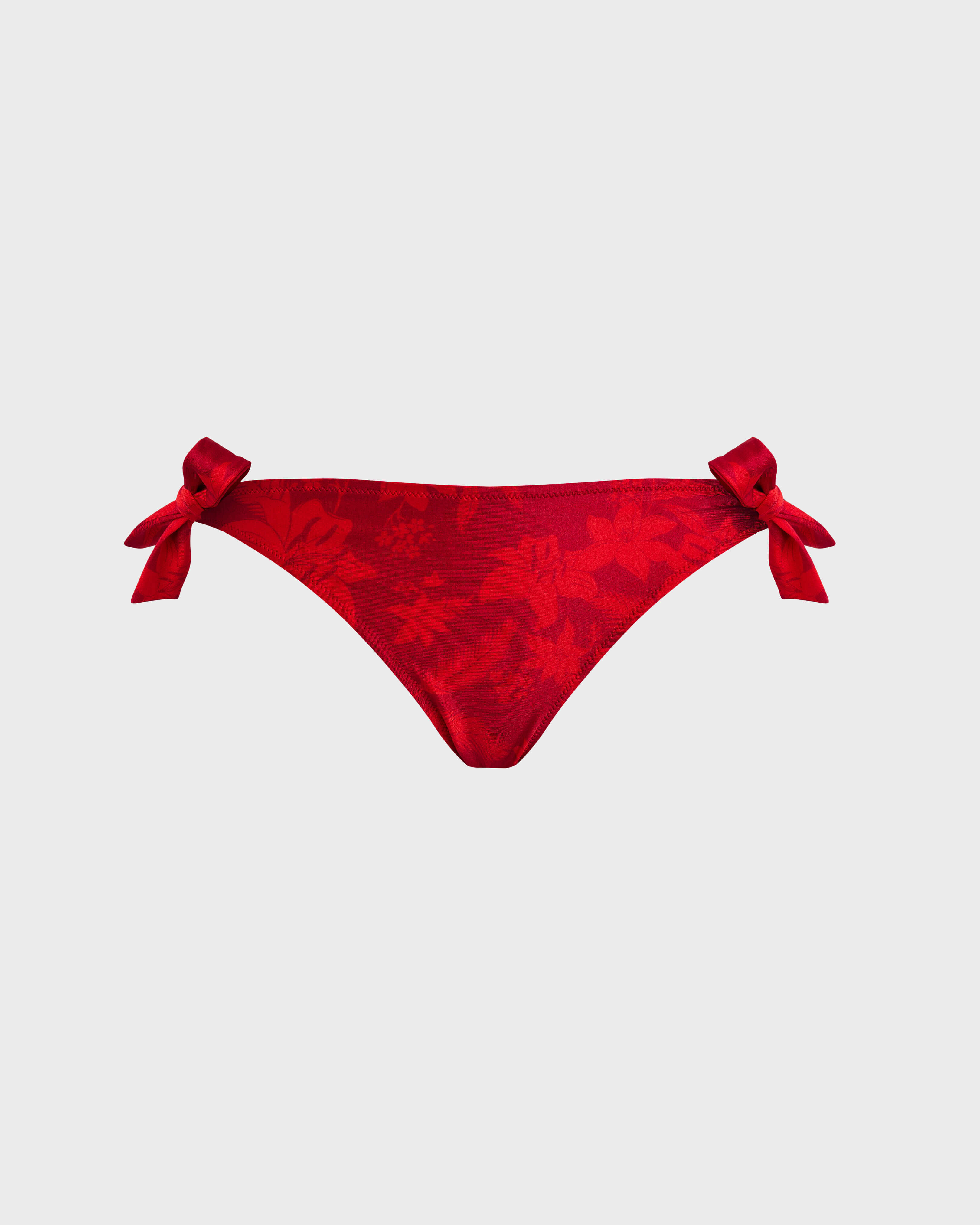 Women Side Tie Bikini Bottom Flower Power LIPSTICK front view