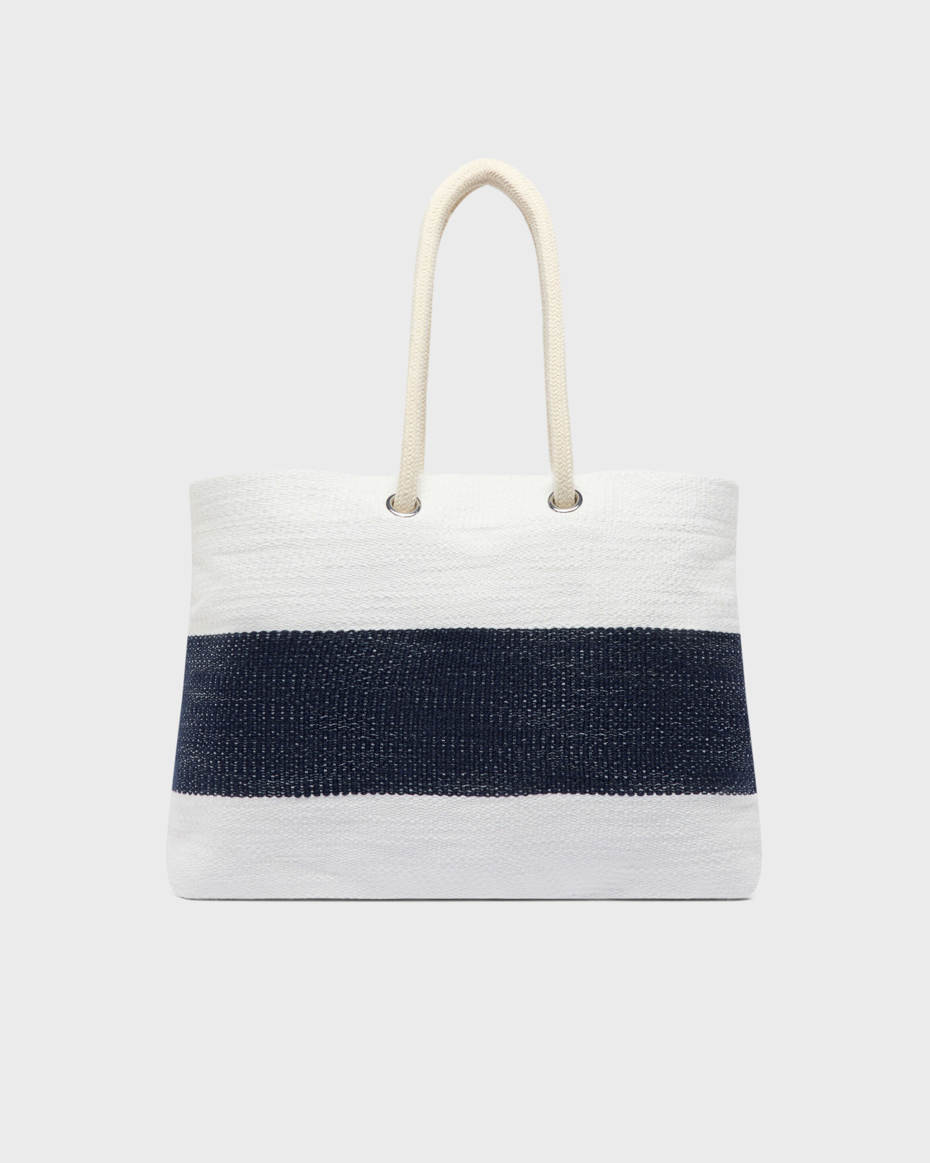 Gewebte Vilebrequin Strandtasche aus Baumwolle MARINEBLAU back view