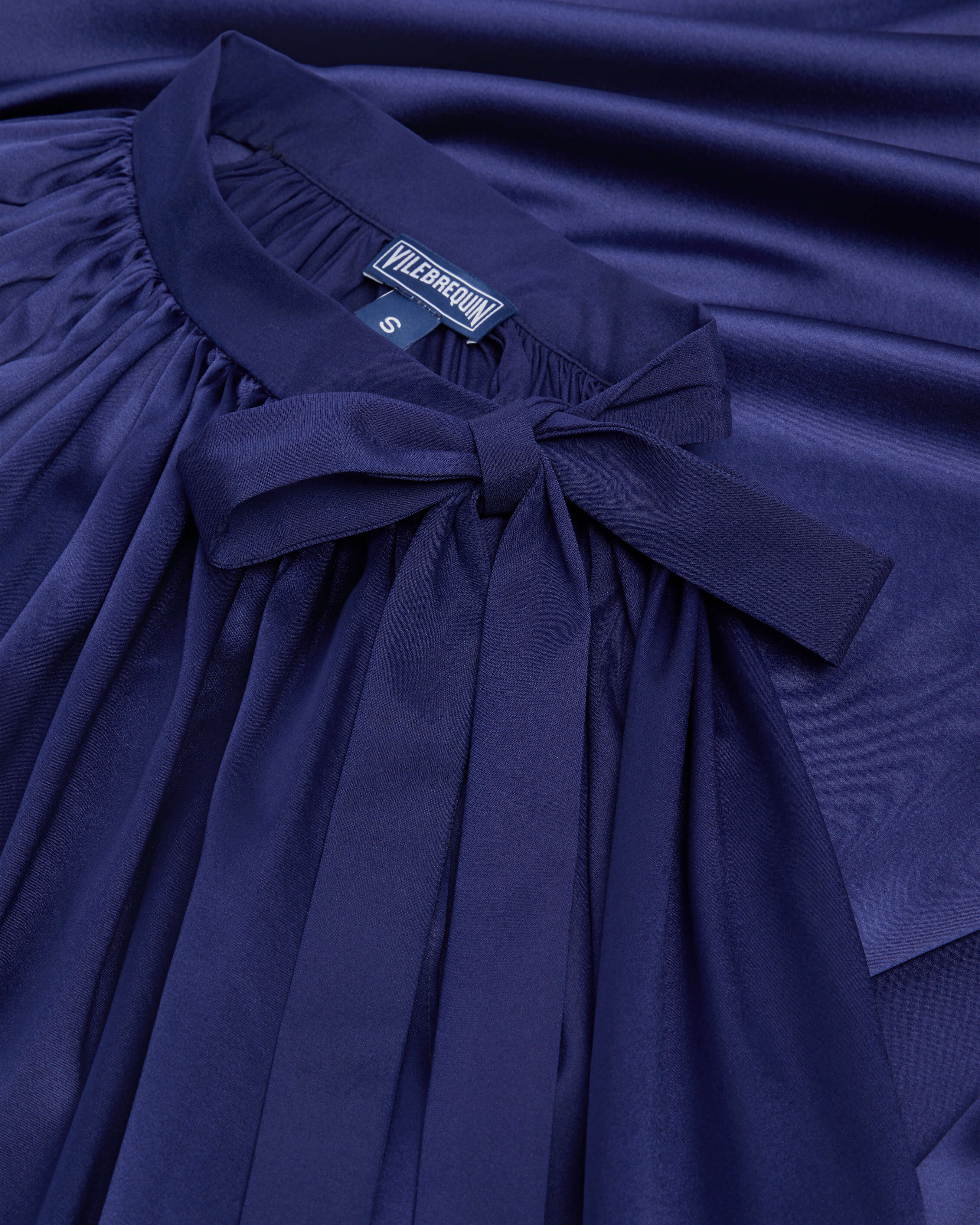 Vestido largo de satén de seda liso para mujer MIDNIGHT supp4 view