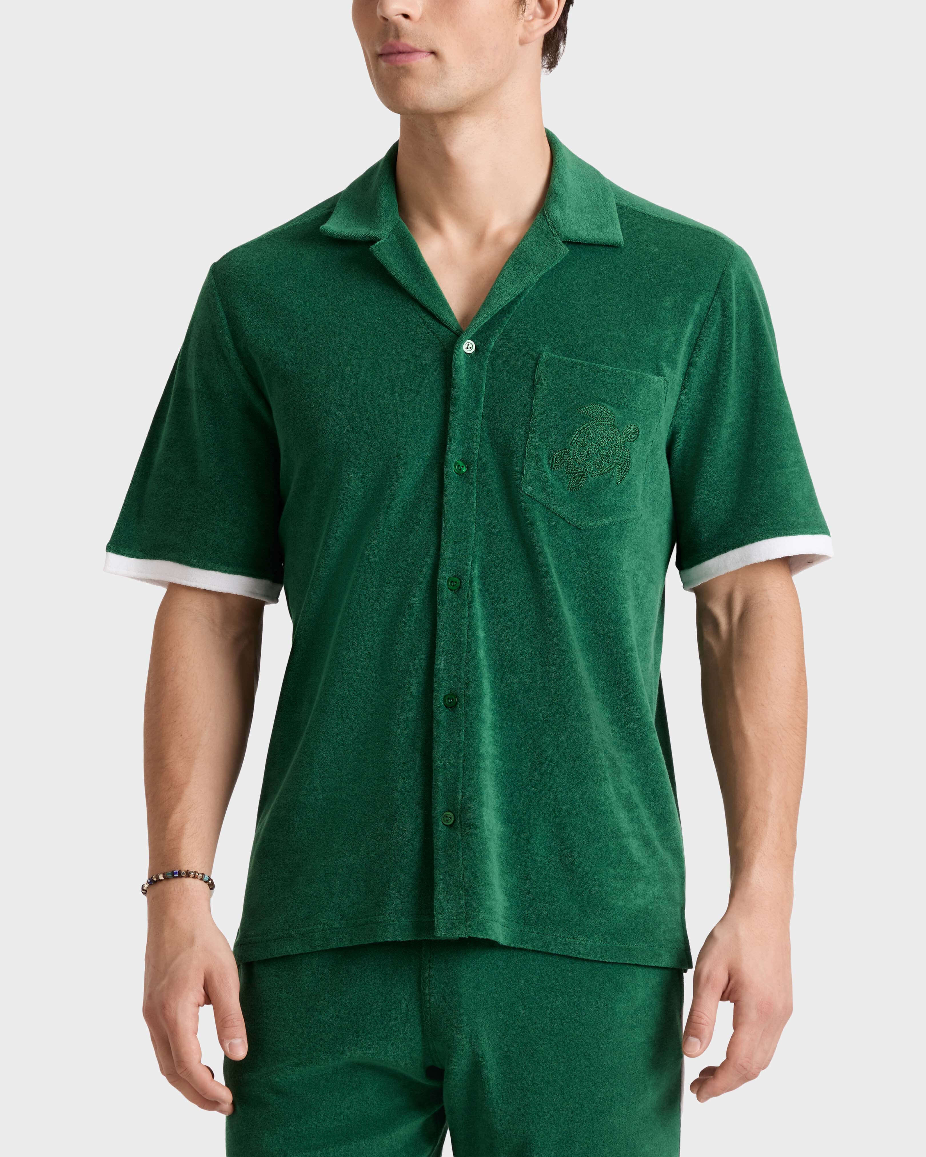 Camisa bowling de Felpa para hombre lisa TROPICAL frontworn view