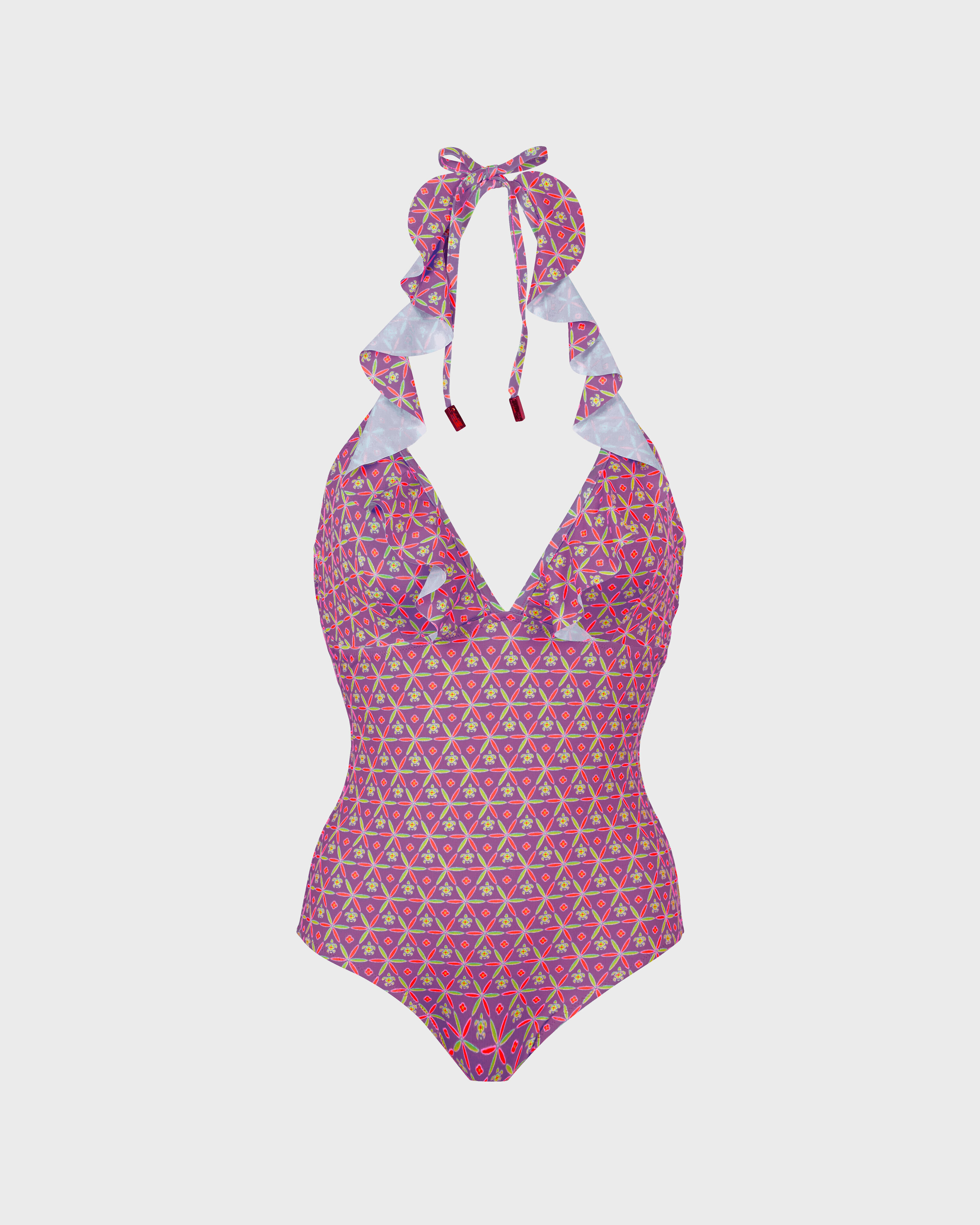 Bañador de una sola pieza con estampado Indian Ceramic para mujer PINK BERRIES front view