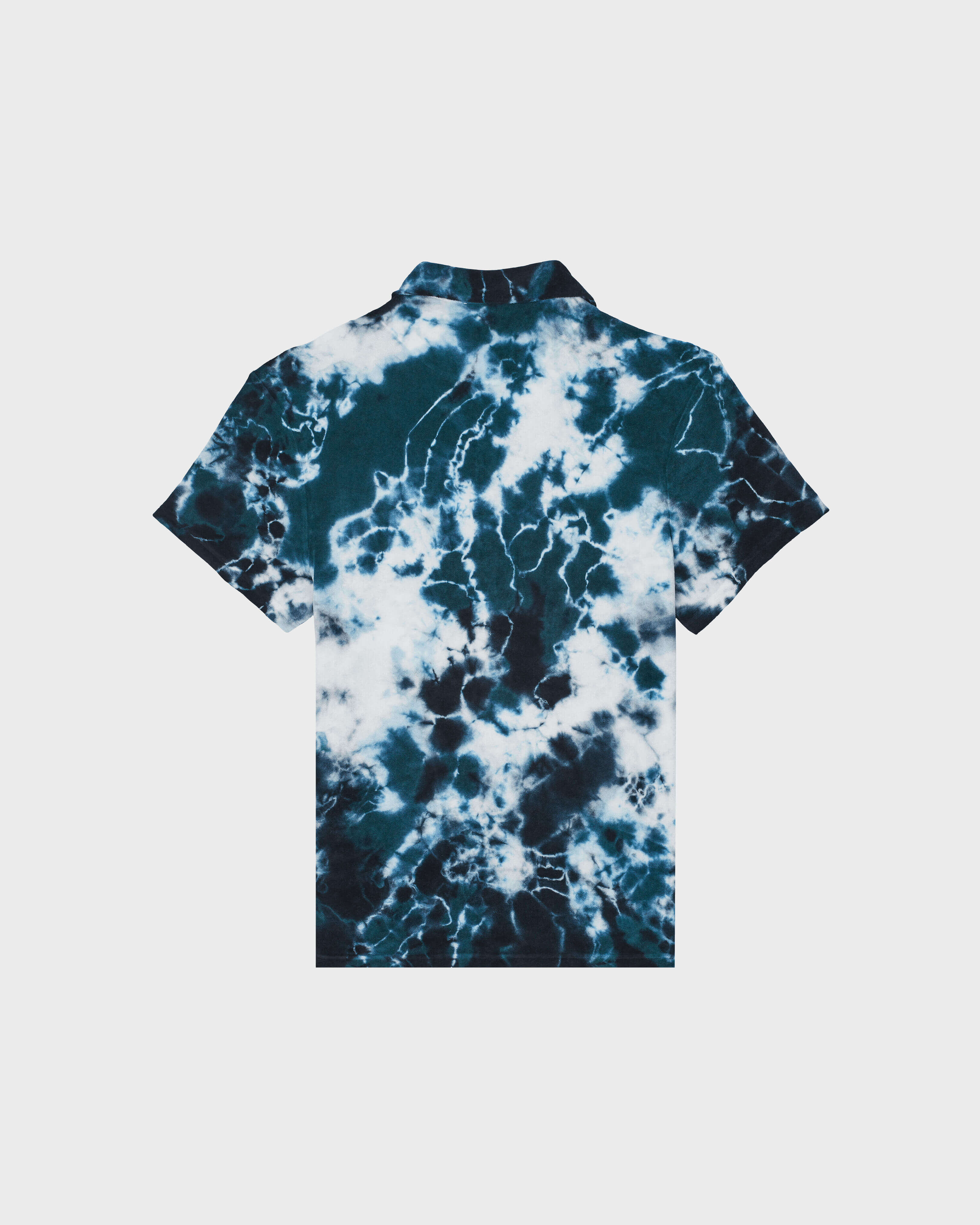 Terry Bowling Shirt Rough Ocean Tieand  Dye EMERALD back view