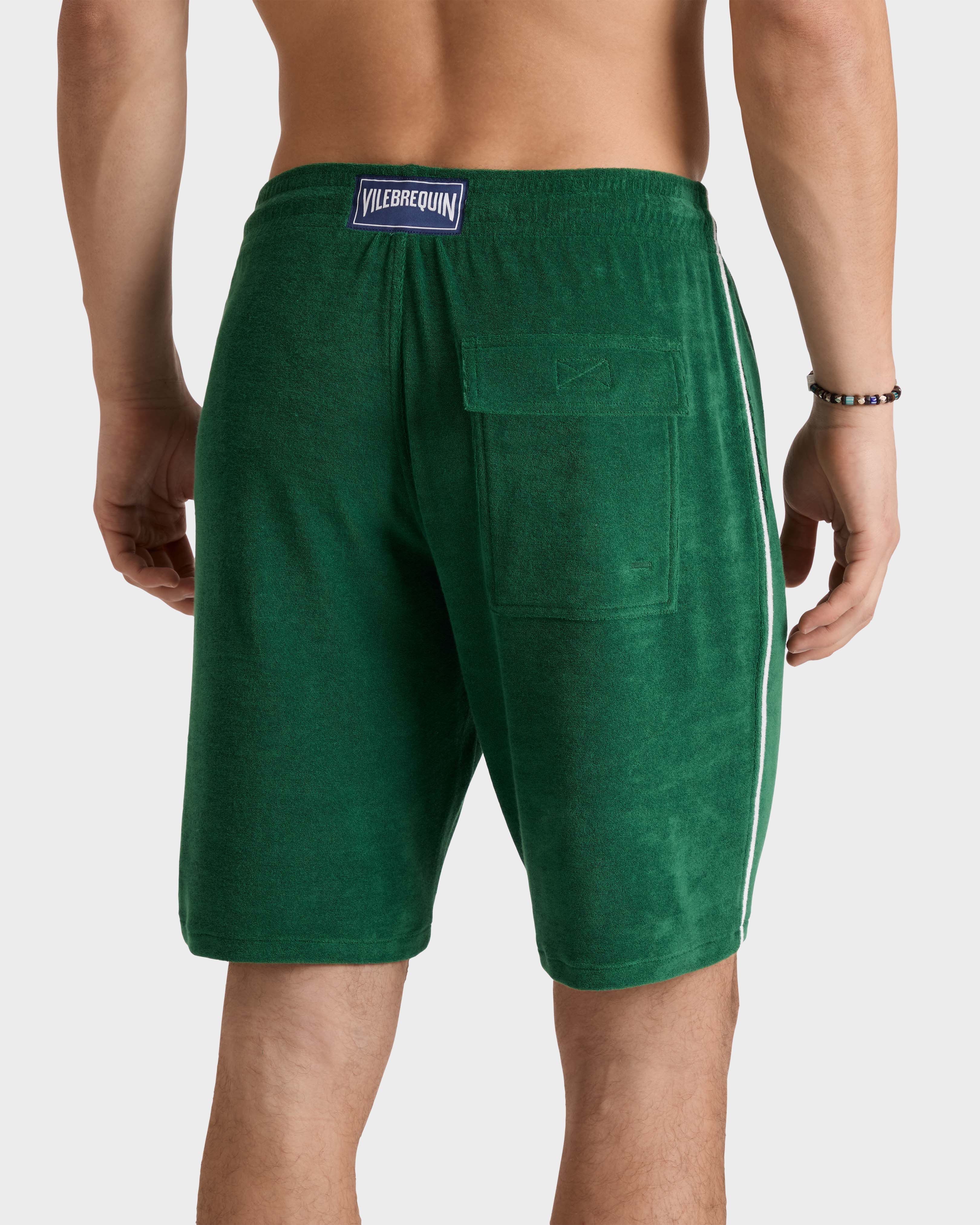 Men Terry Bermuda Shorts Solid 442 backworn view
