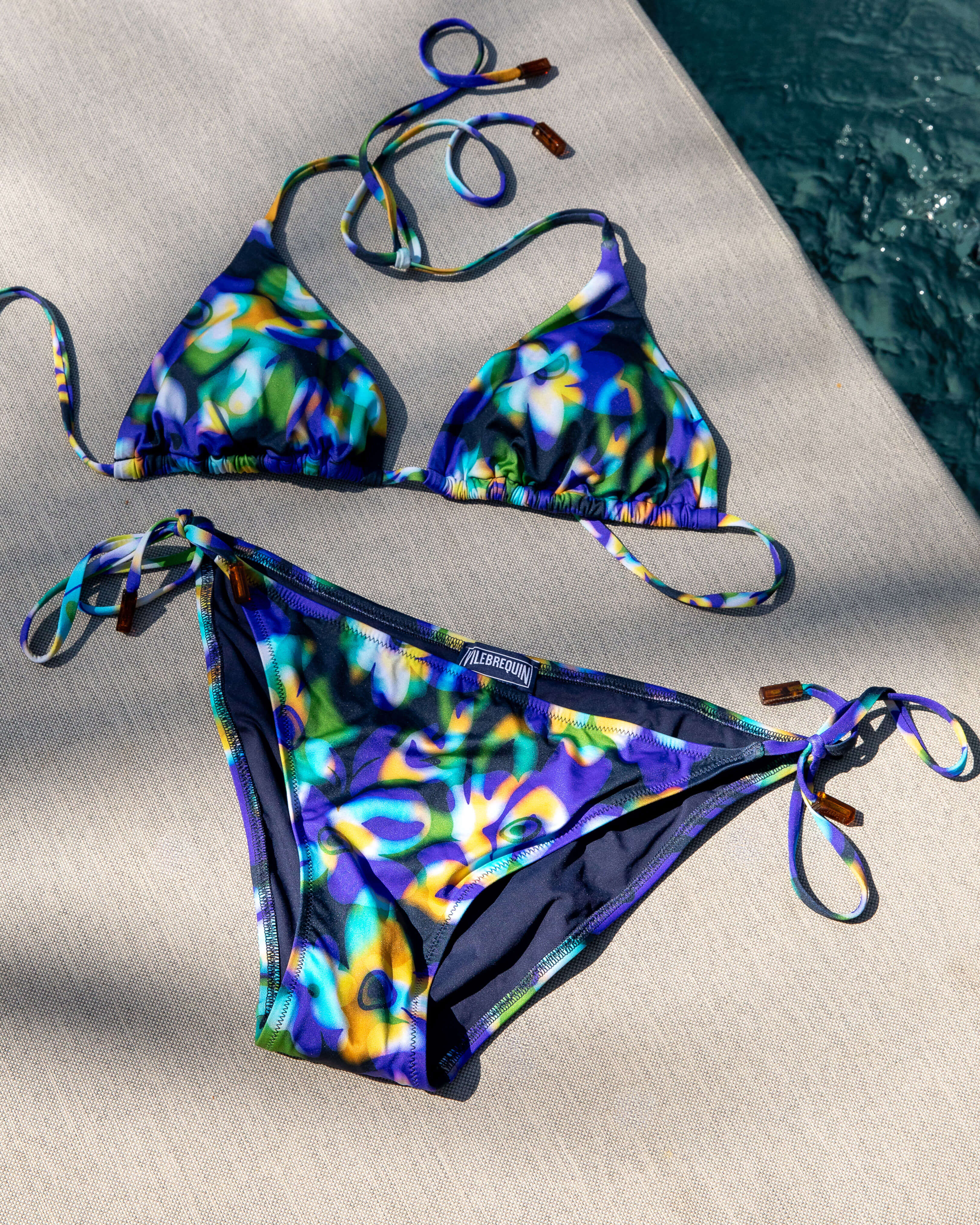 Bas de maillot de bain à nouer femme Frangipanier Trouble BLEU MARINE override view