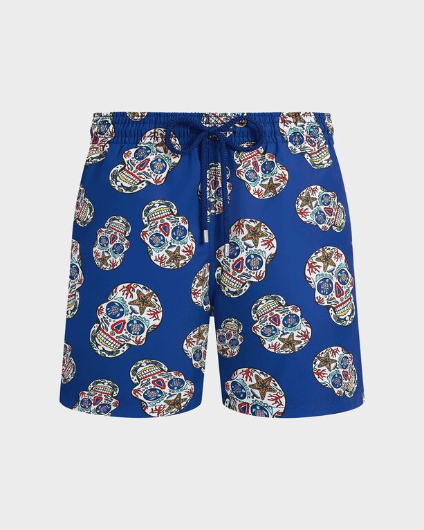 Vilebrequin - Men Stretch Swim Trunks Día De Muertos - Swimwear - Monrise - Blue - Size XXL