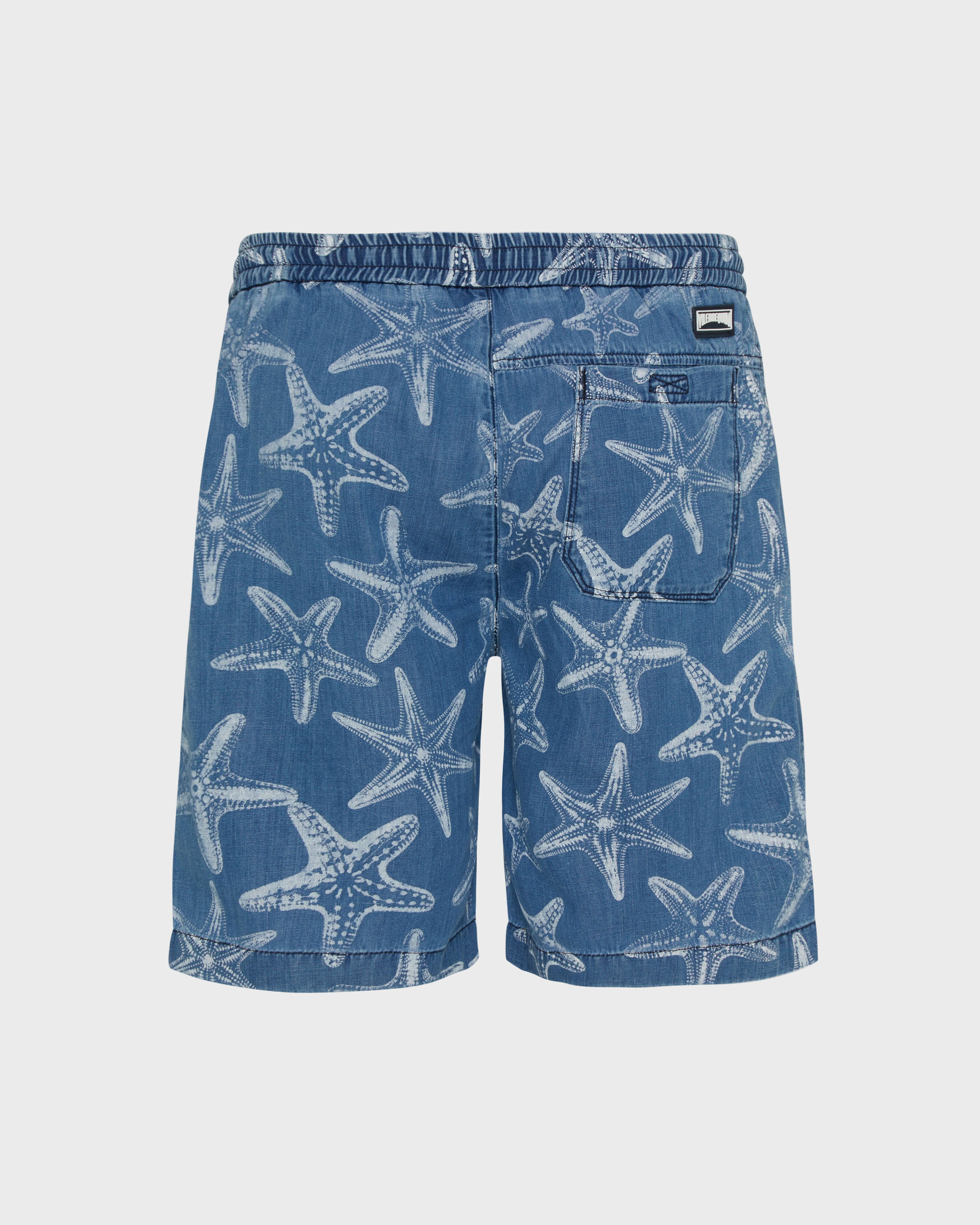 Men Denim Bermuda Shorts Starfish Light Denim Printed BLEACH DENIM W4 back view