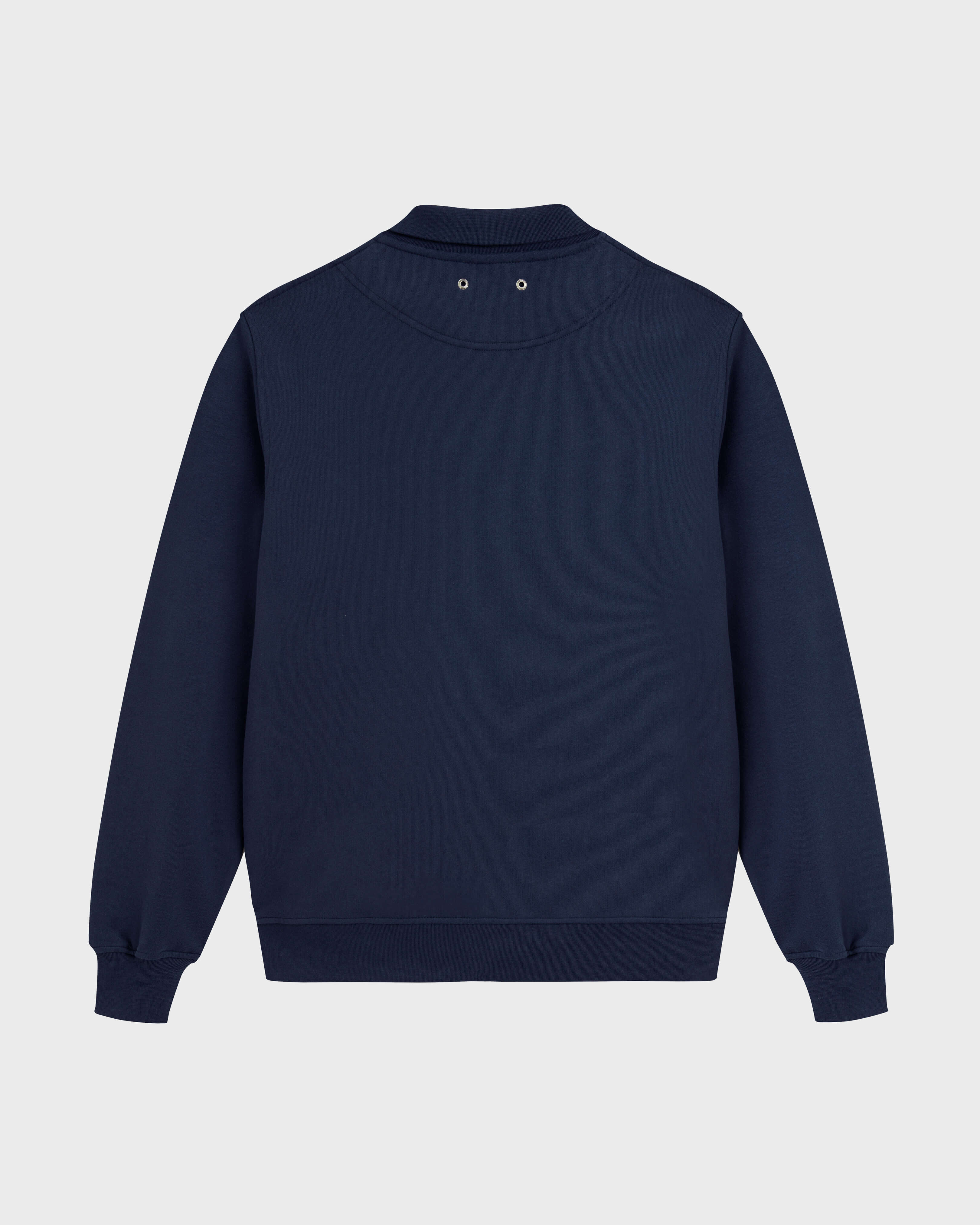 Men Cotton Full Zip Sweatshirt Stitched Logo NAVY back view