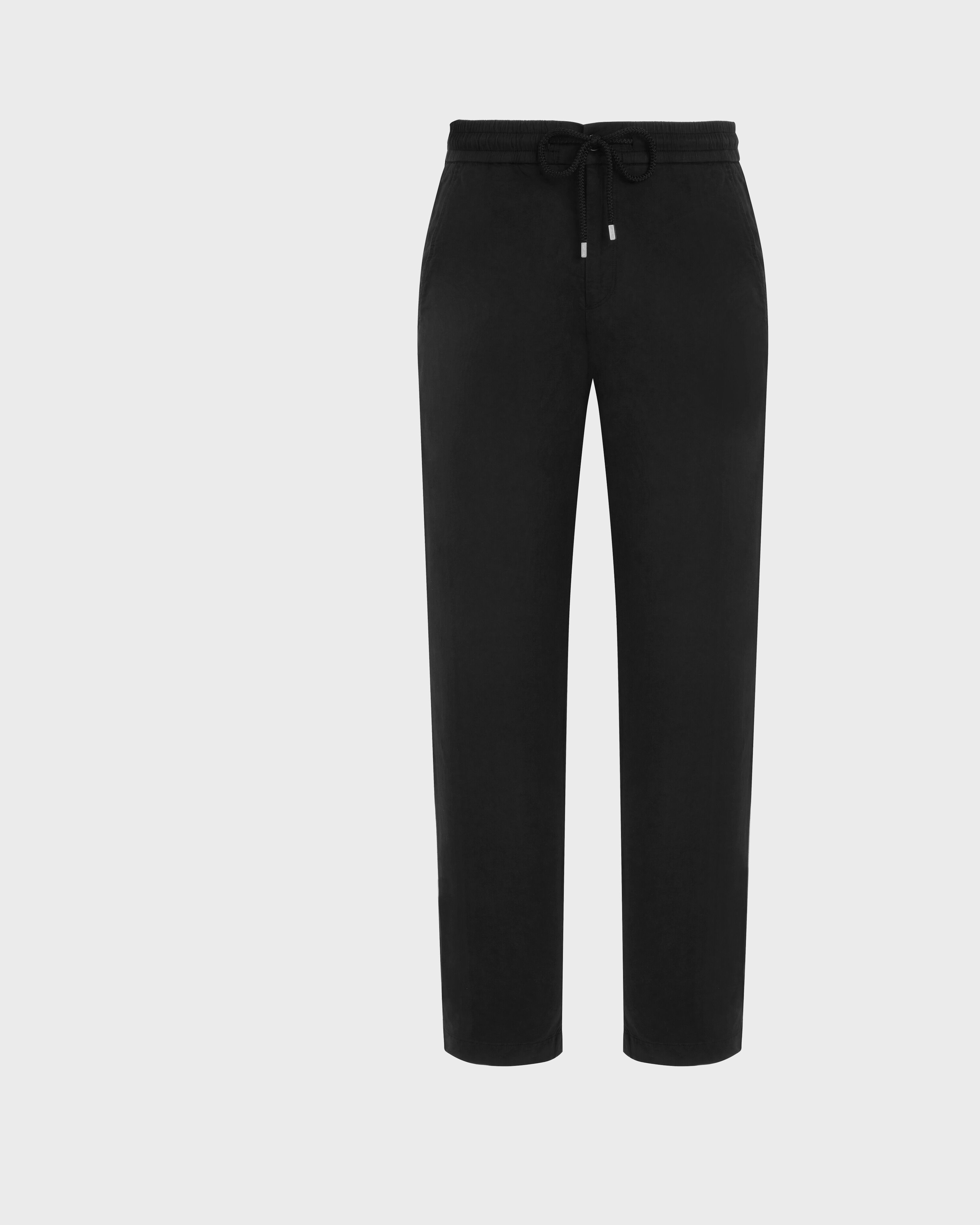Pantalon en coton satin homme uni NOIR front view