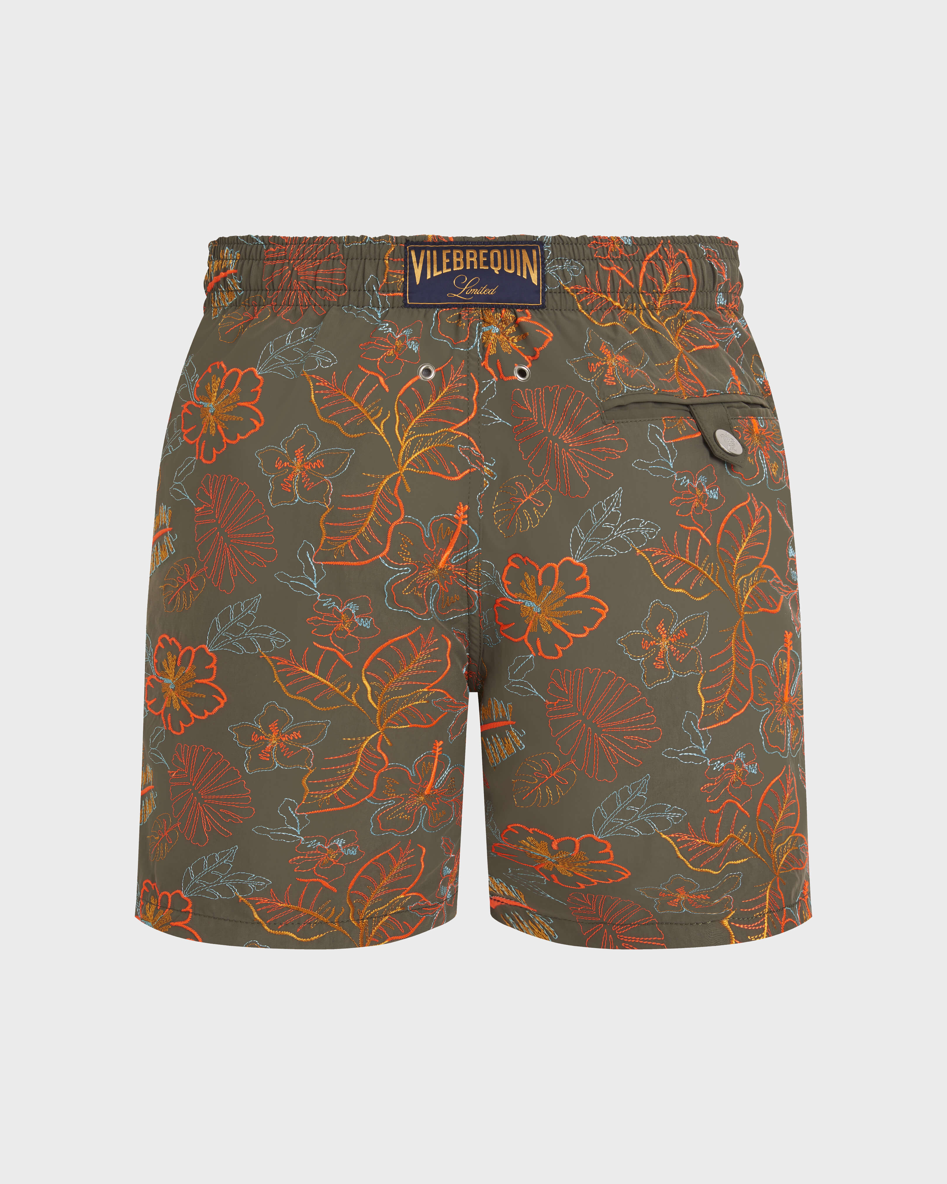Pantaloncini mare uomo ricamati Island Flowers - Edizione limitata OLIVIER back view