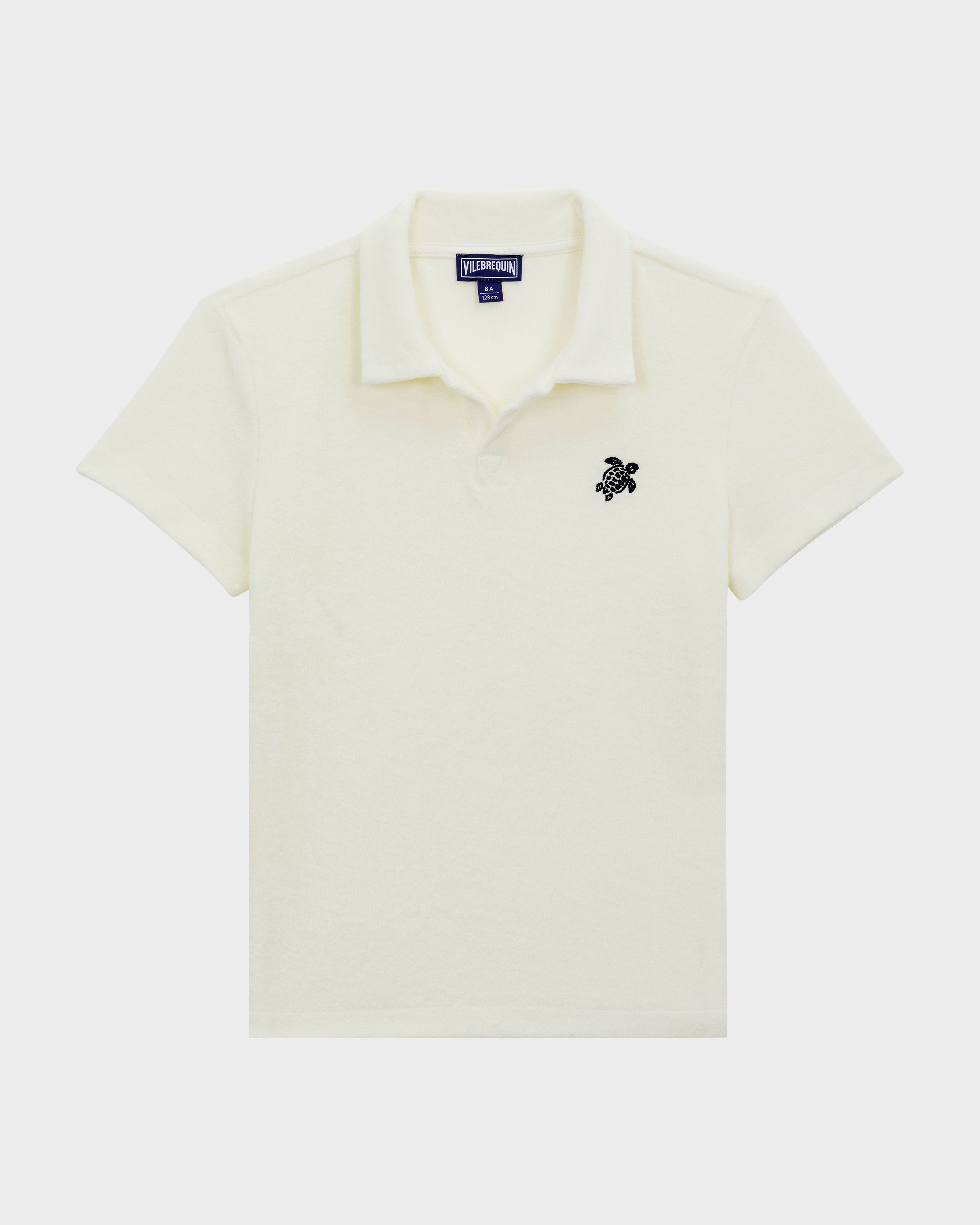 Polo en éponge garçon Tortue Brodée BLANC front view