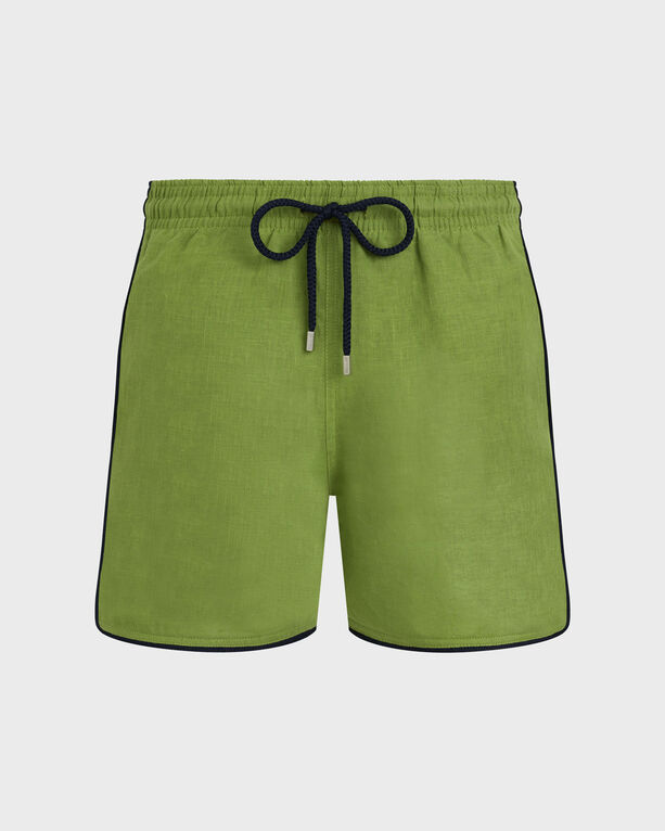 Vilebrequin - Maillot De Bain En Lin Homme Uni - Maillot De Bain - Mallorca - Vert - Taille L