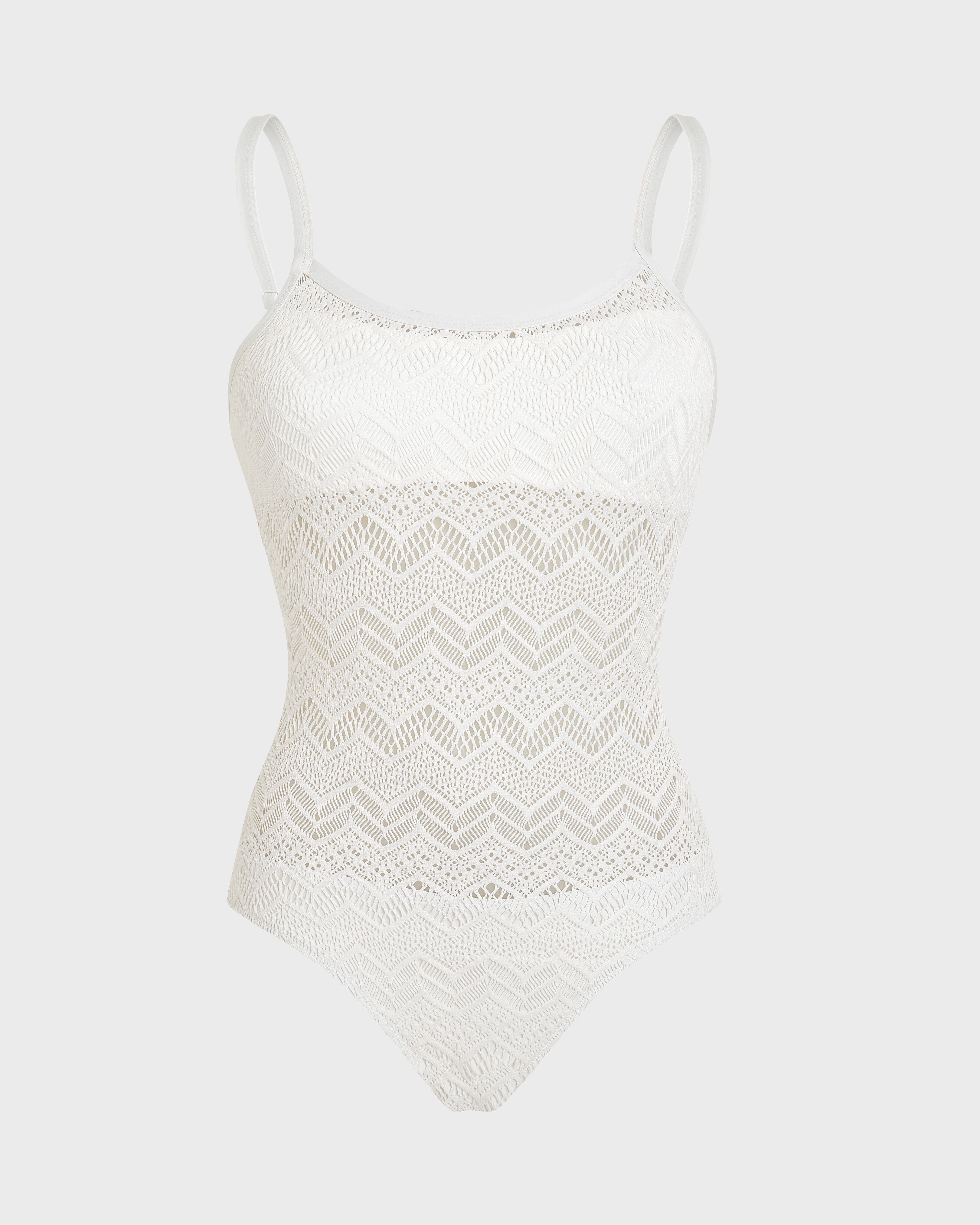 Maillot de bain une pièce en jersey jacquard stretch femme OFF-WHITE front view