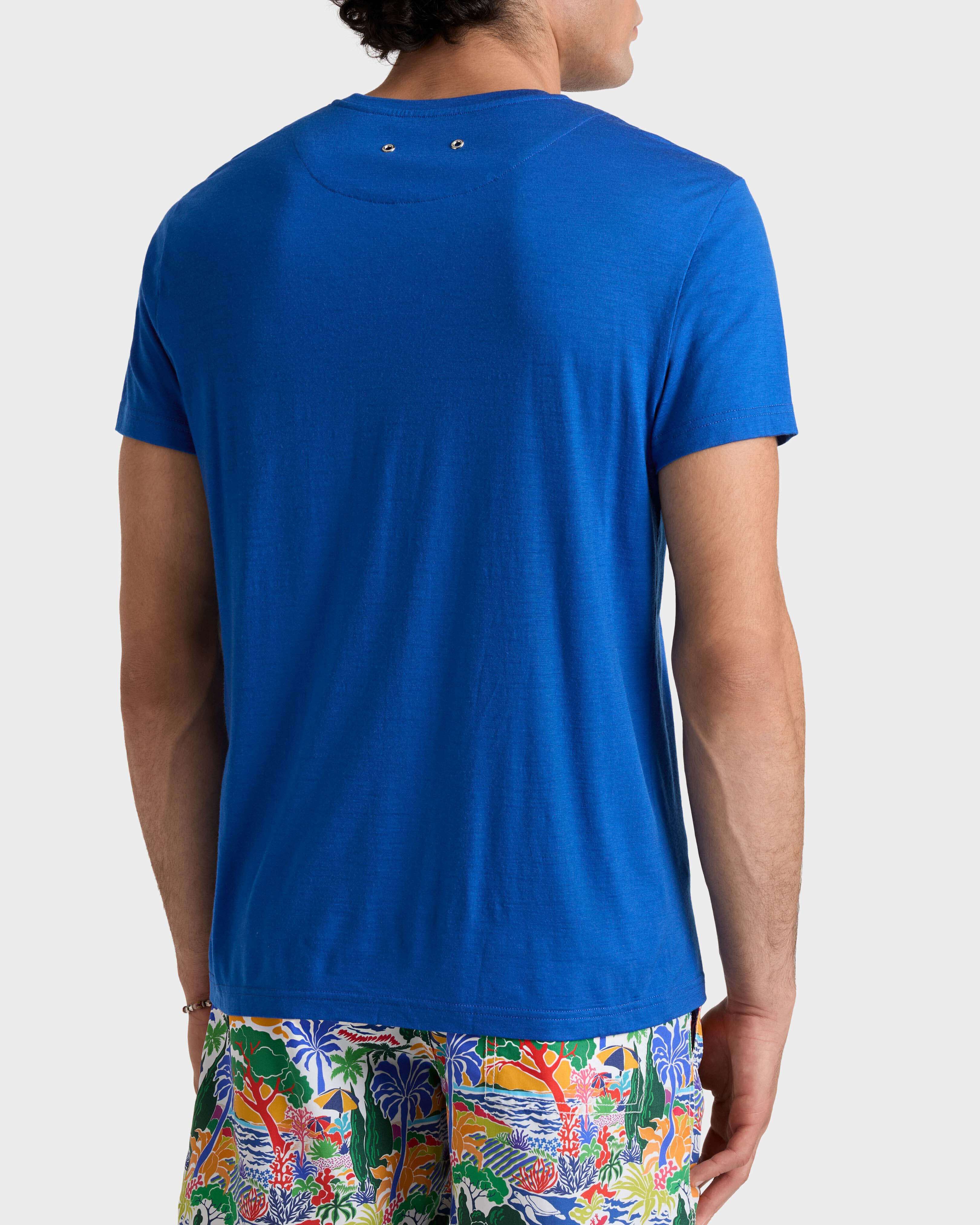 Solid Woll-T-Shirt für Herren SEA BLUE backworn view