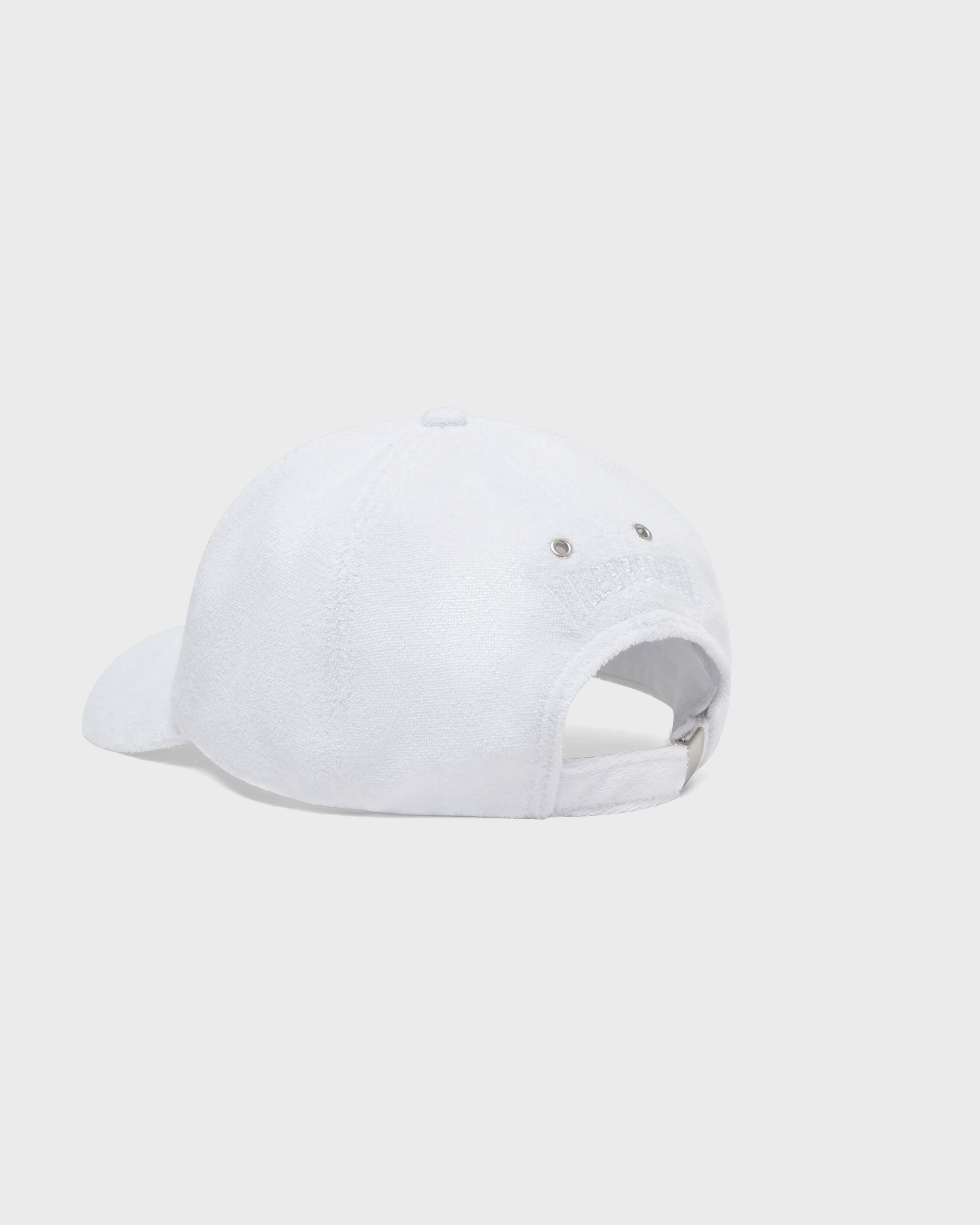 Men Terry Cap Solid WHITE back view