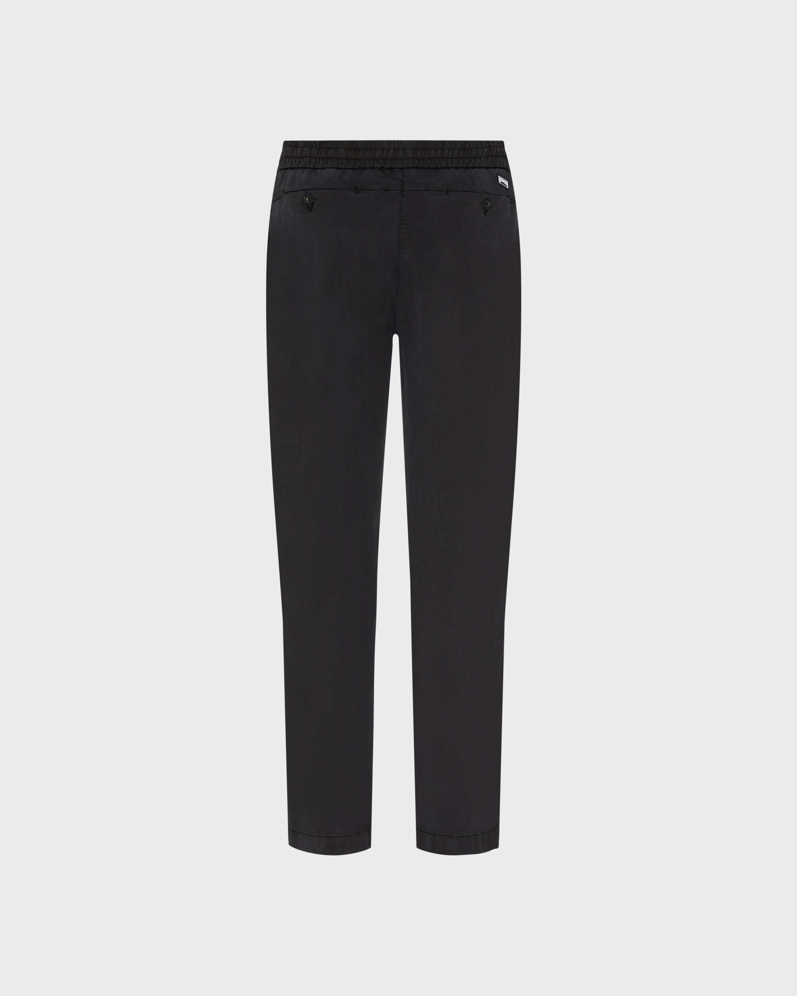 Men Elastic waist Tencel Satin Pants BLACK back view