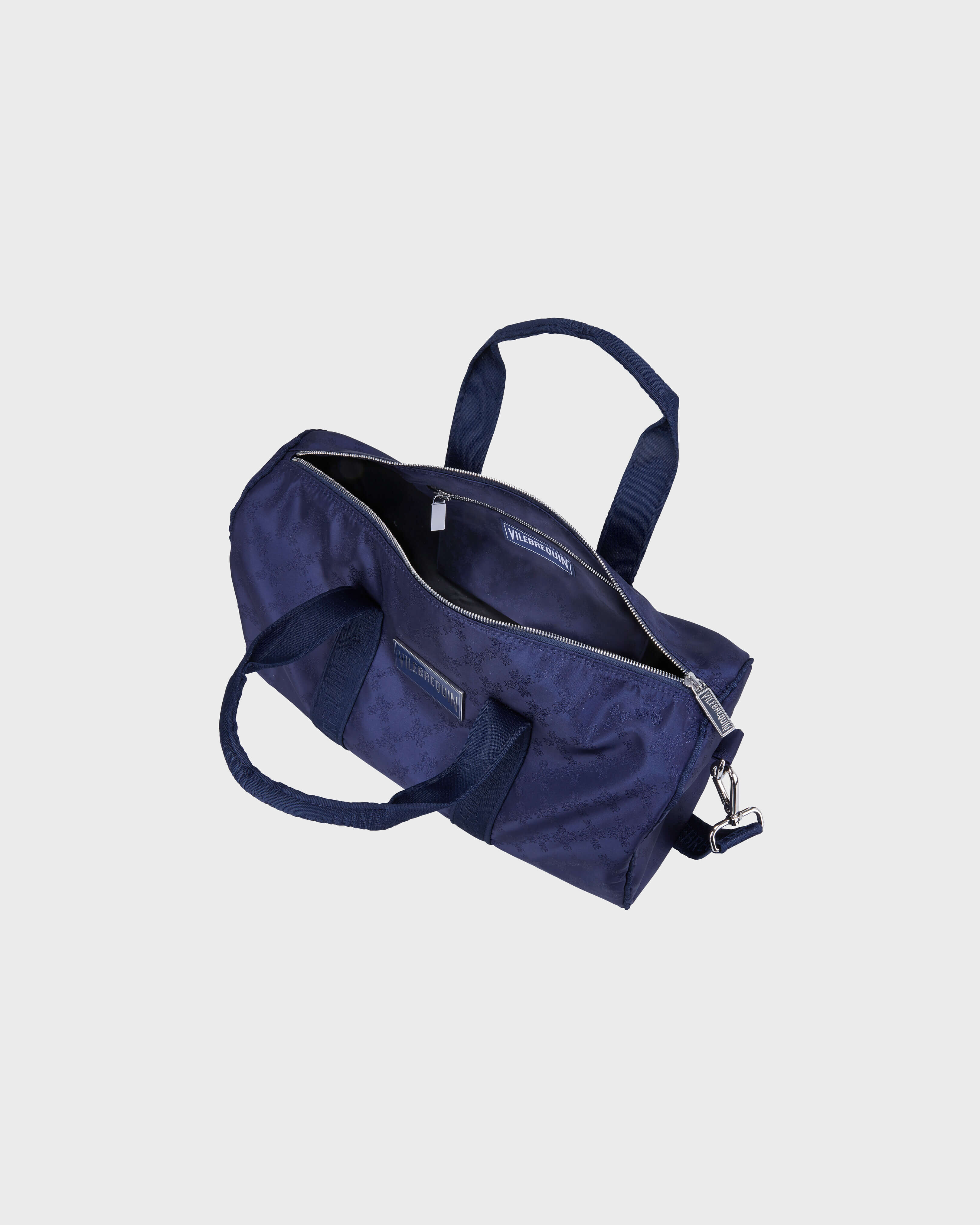 Travel 48h Bag Turtle Monogram Jacquard NAVY frontworn view