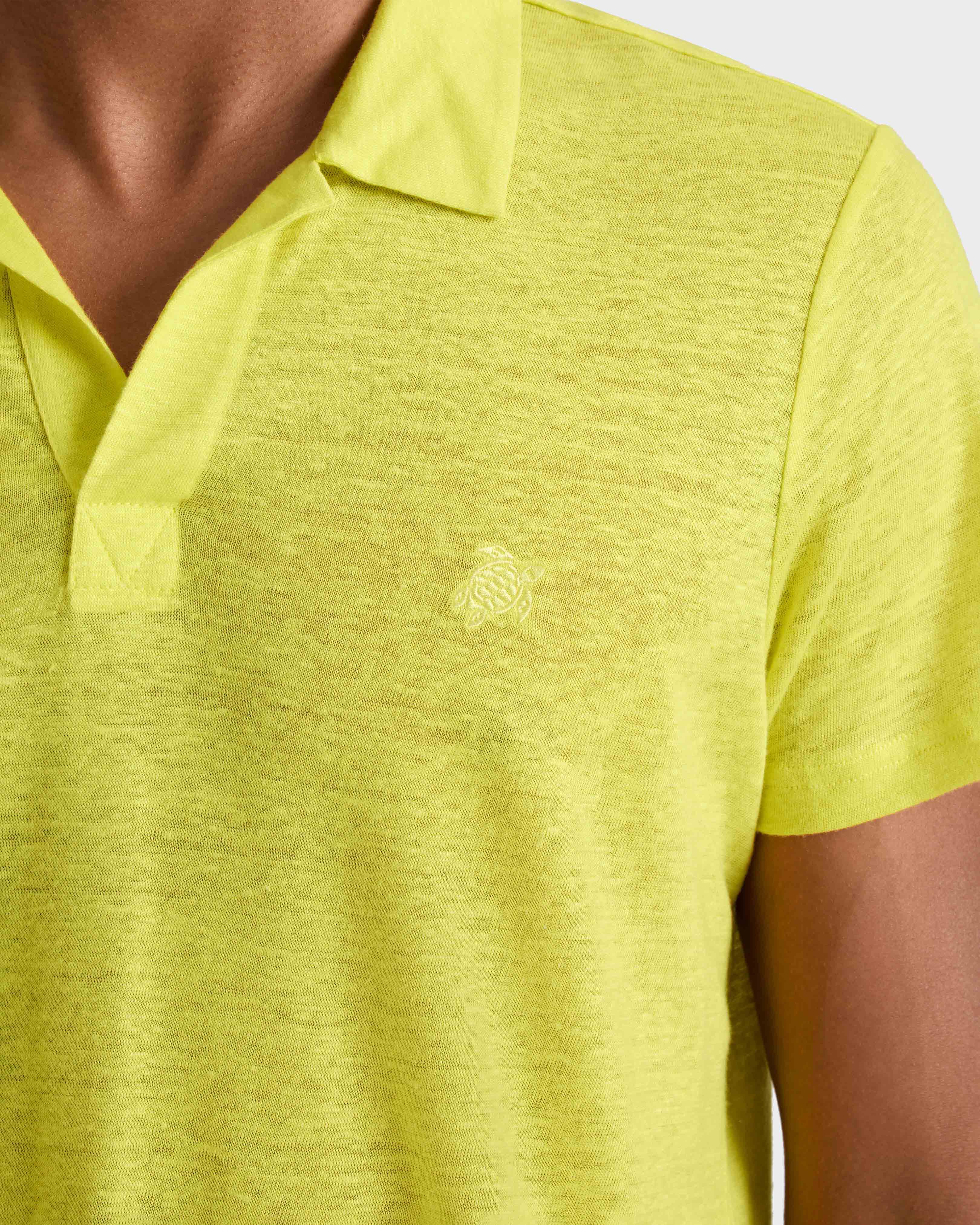 Einfarbiges Polohemd aus Leinenjersey für Herren GINGER supp1 view